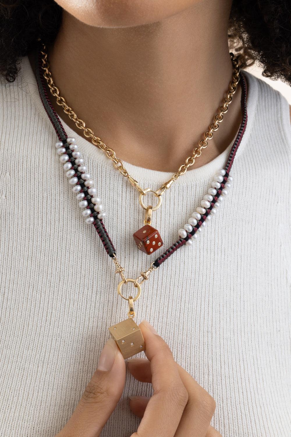 Pearl Grey Burgundy Ica Mauli Necklace-YELLOW GOLD-50-JEWELRYFINE JEWELNECKLACE O-MARIE LICHTENBERG