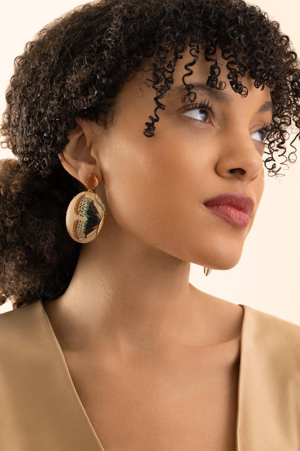 Diamond Fire Opal Marquetry Earrings-YELLOW GOLD-JEWELRYFINE JEWELEARRING-SILVIA FURMANOVICH