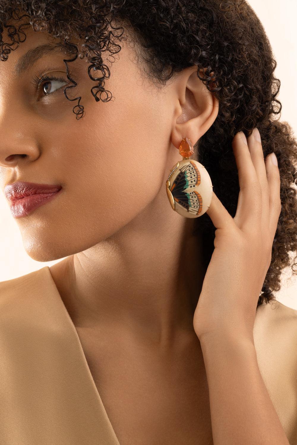 Diamond Fire Opal Marquetry Earrings-YELLOW GOLD-JEWELRYFINE JEWELEARRING-SILVIA FURMANOVICH