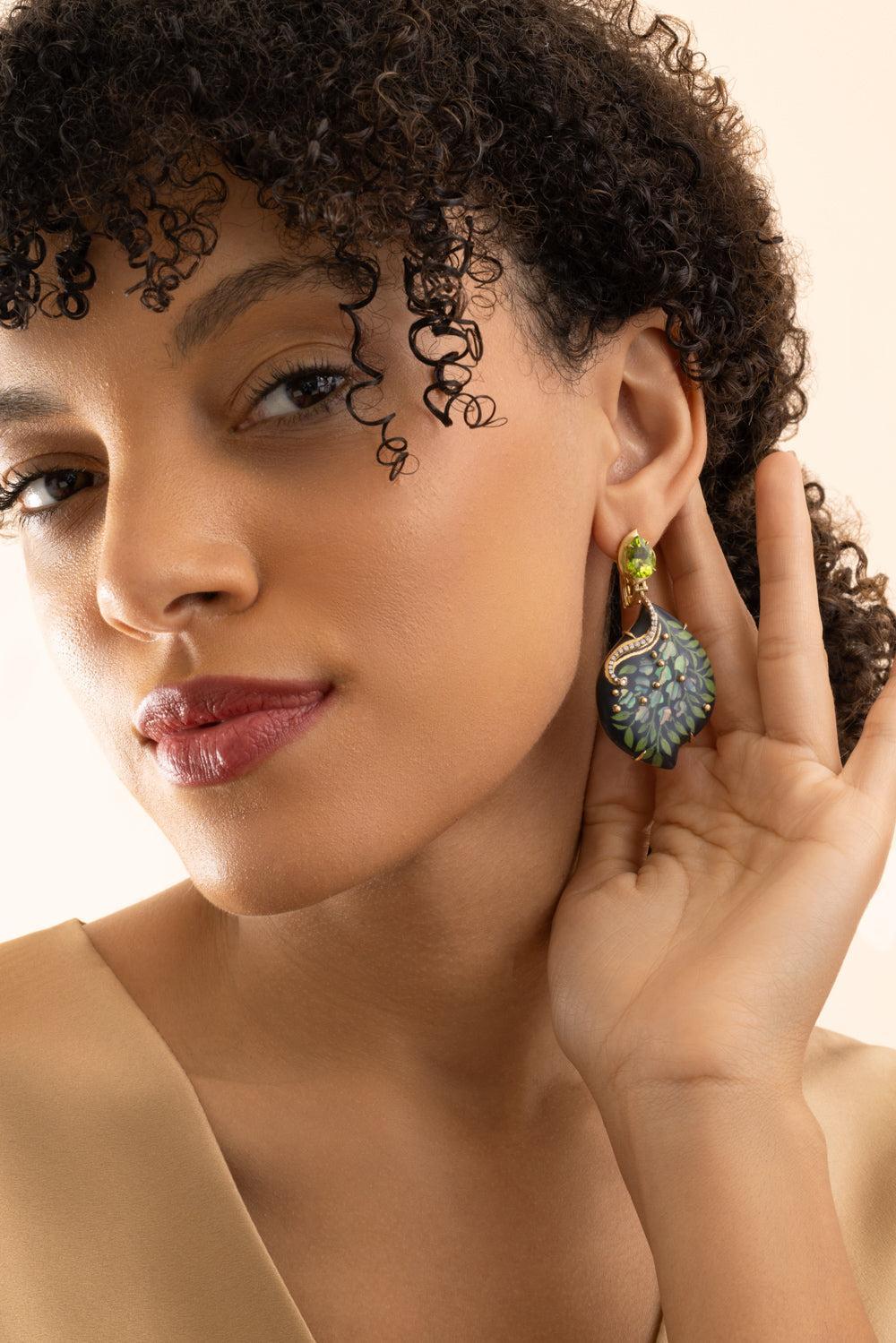 Flower Irregular Teardrop Marquetry Earrings-YELLOW GOLD-JEWELRYFINE JEWELEARRING-SILVIA FURMANOVICH