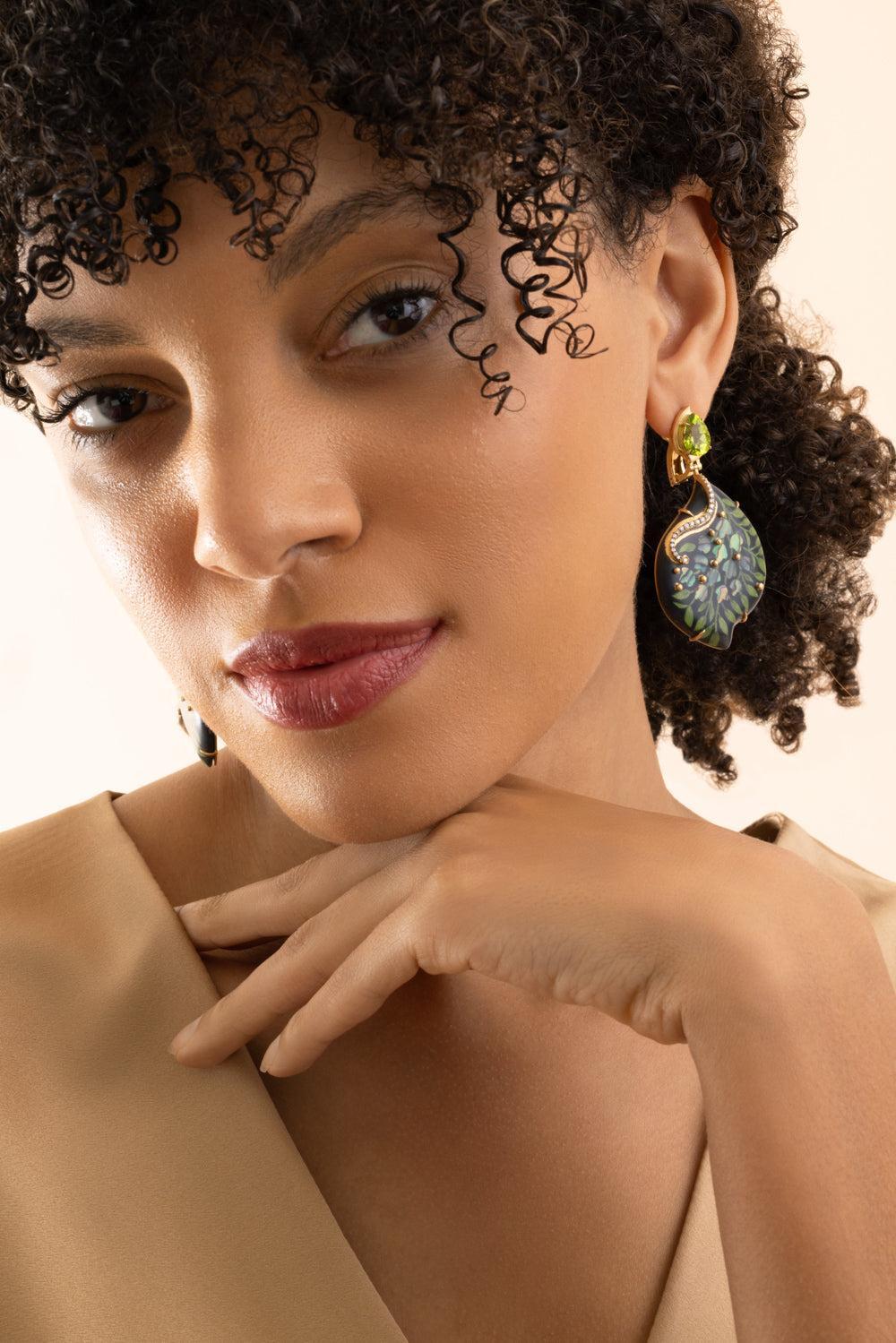 Flower Irregular Teardrop Marquetry Earrings-YELLOW GOLD-JEWELRYFINE JEWELEARRING-SILVIA FURMANOVICH