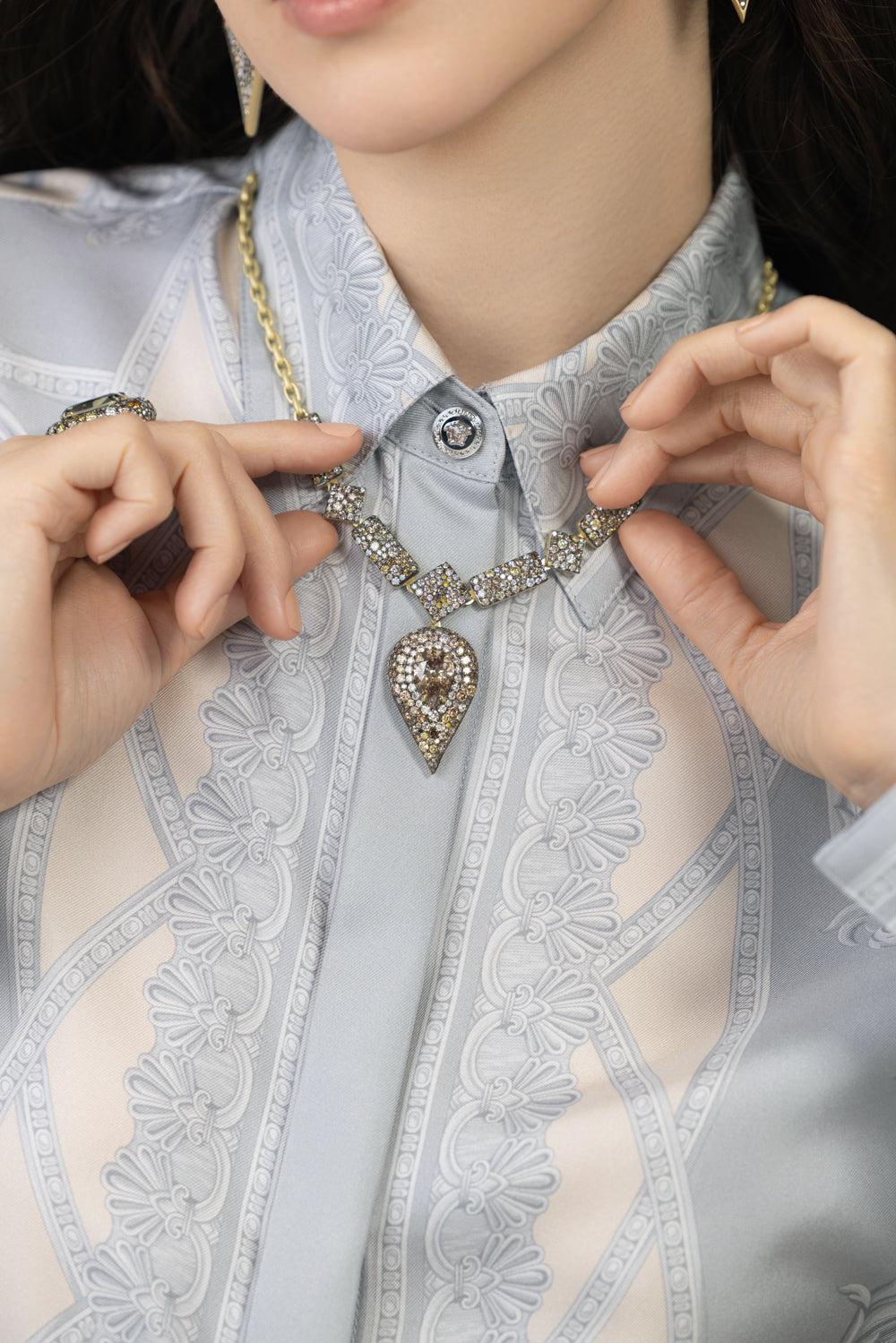 Champagne Diamond Necklace-YELLOW GOLD-JEWELRYFINE JEWELNECKLACE O-JARED LEHR