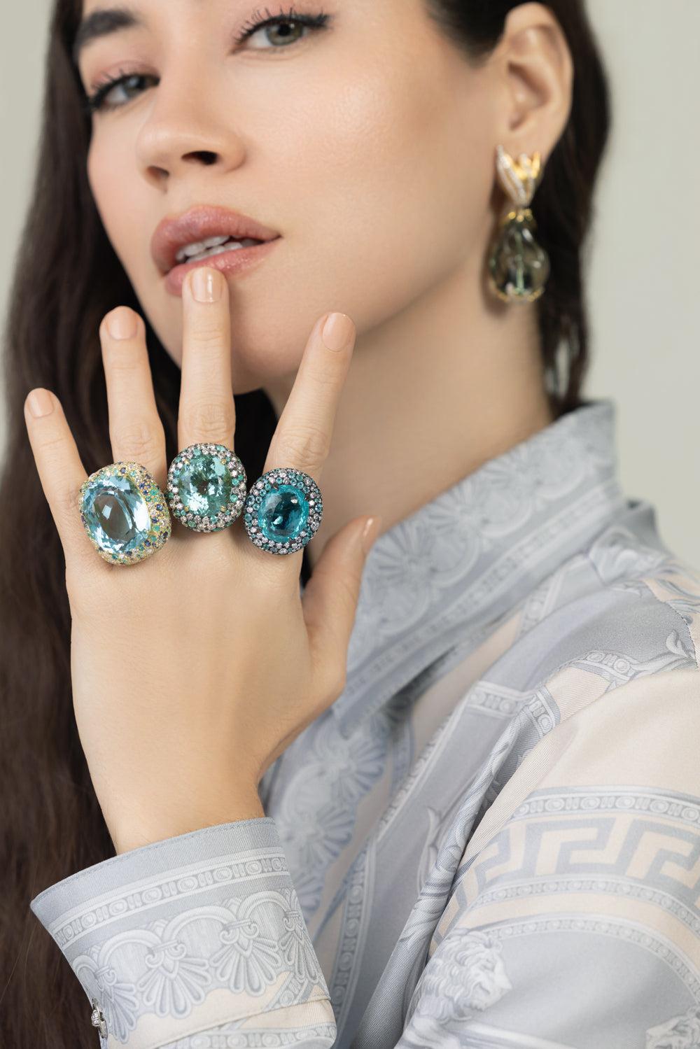 Green Beryl Paraiba Diamond Ring-YELLOW GOLD-7.25-JEWELRYFINE JEWELRING-JARED LEHR