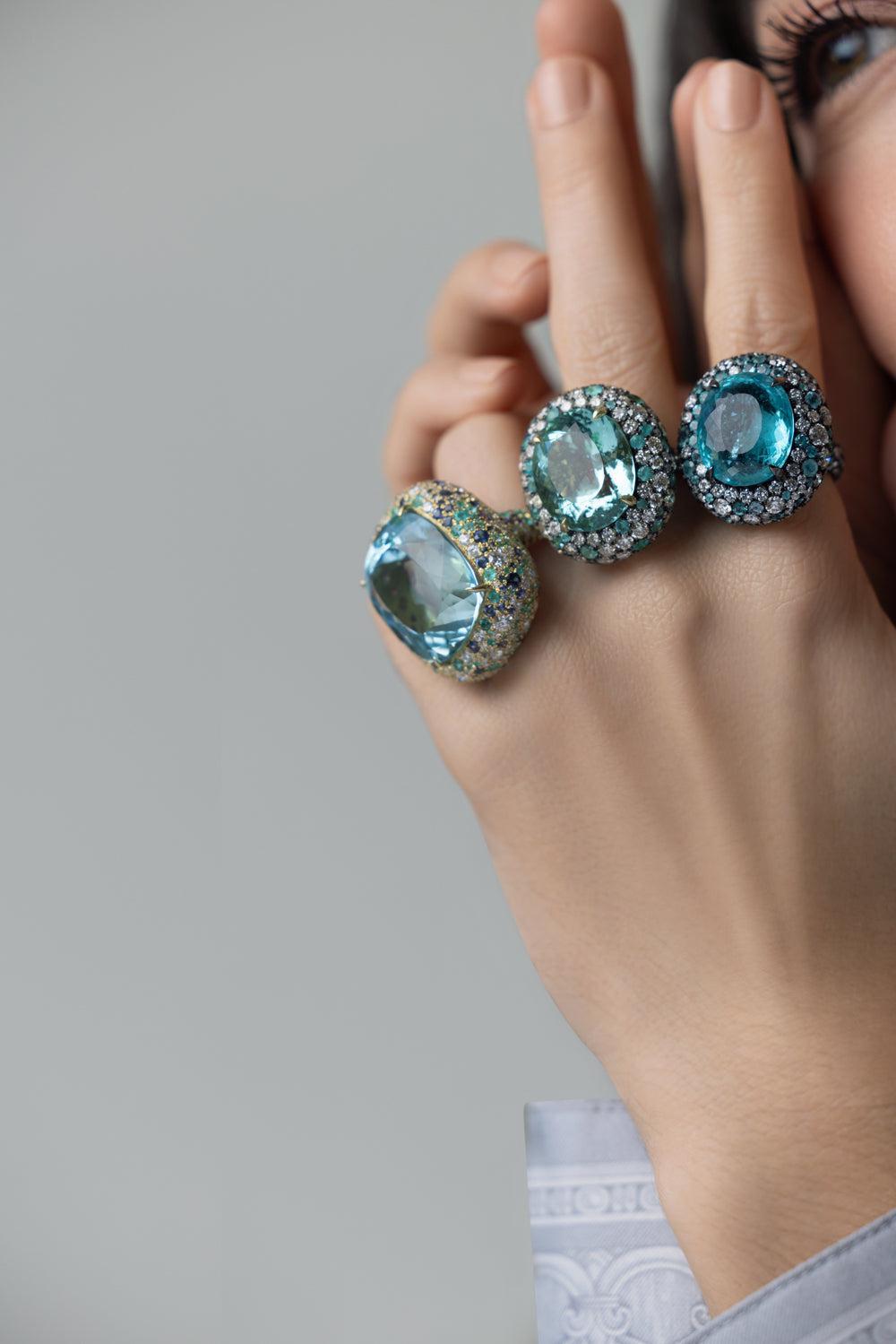 Green Beryl Paraiba Diamond Ring-YELLOW GOLD-7.25-JEWELRYFINE JEWELRING-JARED LEHR