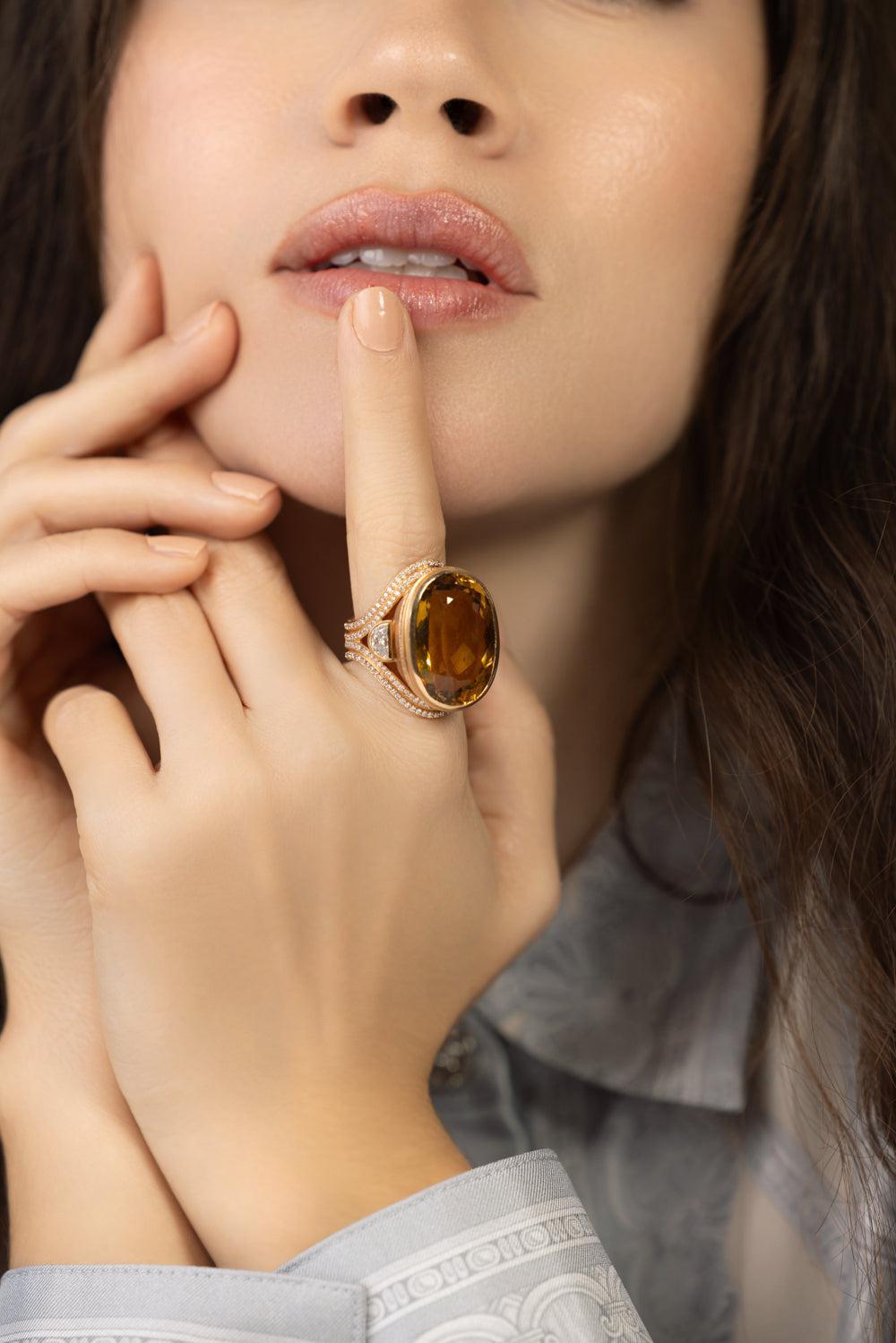 Golden Beryl Diamond Ring-ROSE GOLD-7-JEWELRYFINE JEWELRING-JARED LEHR