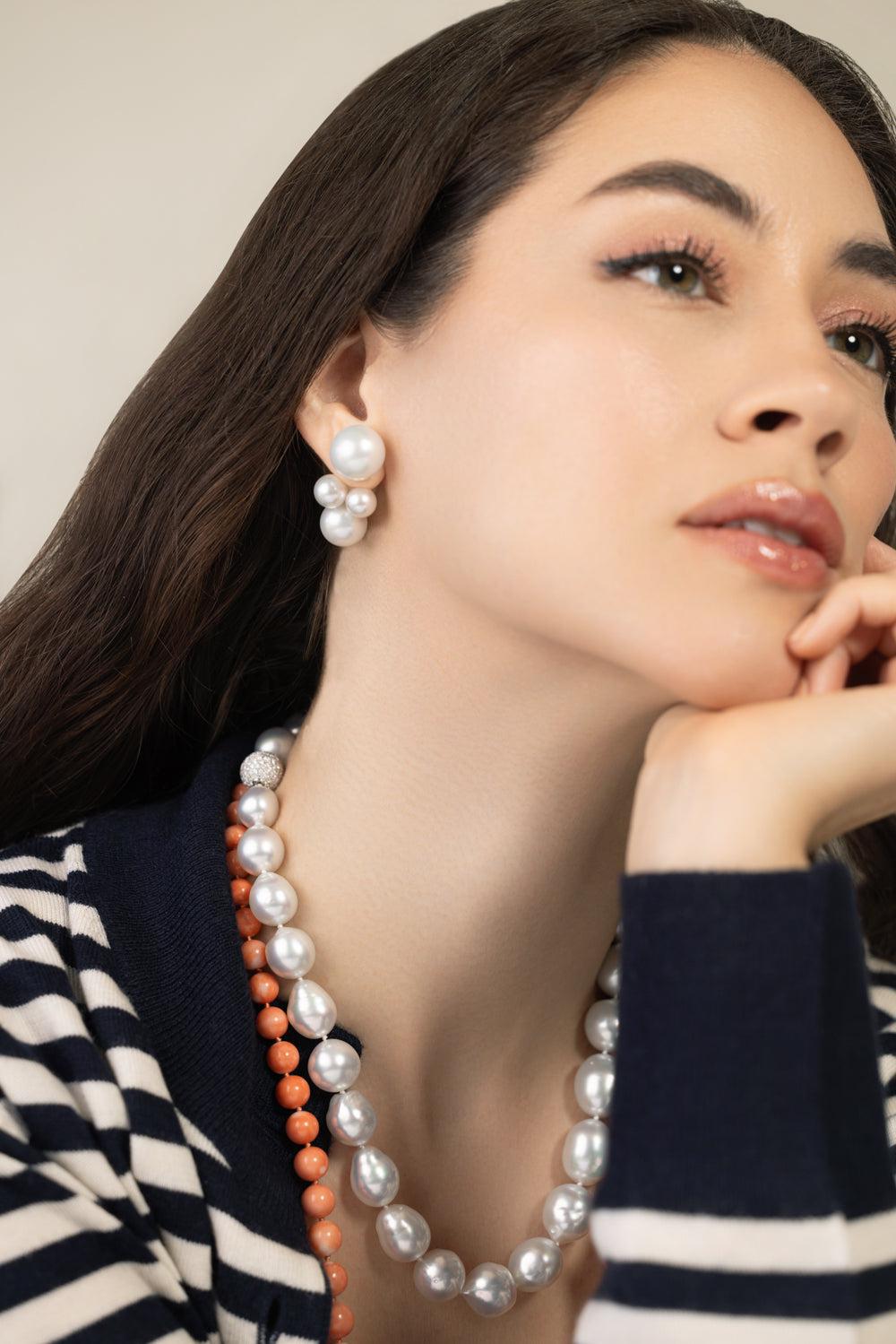 White South Sea Pearl Bubble Earrings-WHITE GOLD-L-JEWELRYFINE JEWELEARRING-ASSAEL