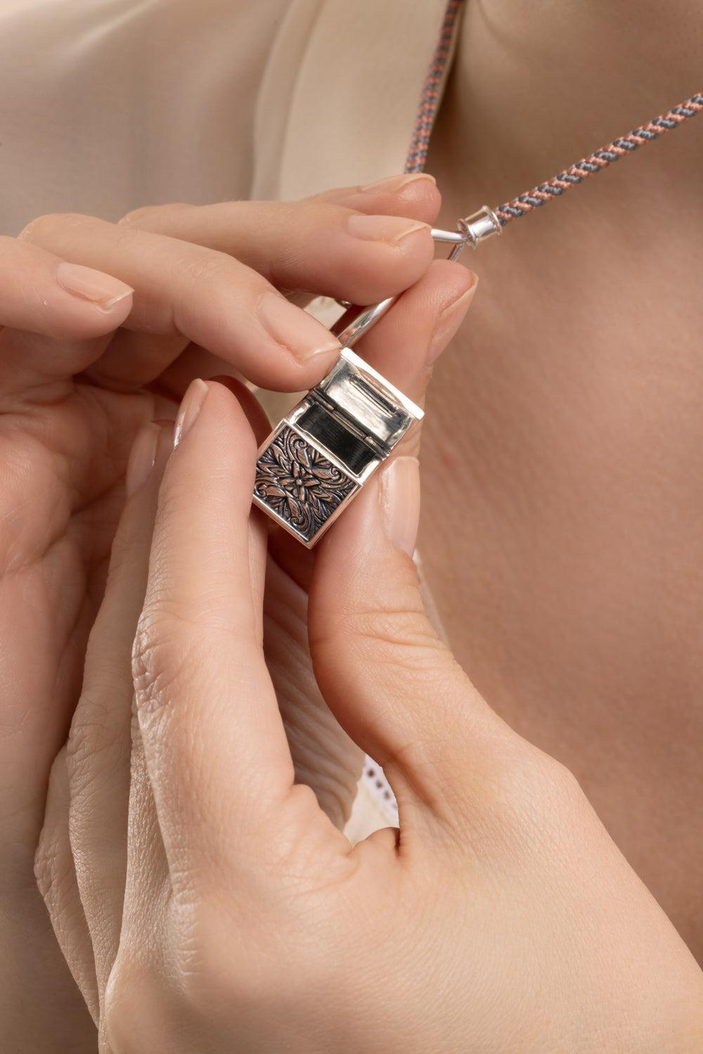 Embossed Charm Box Pendant-SILVER-JEWELRYFINE JEWELPENDANT-MARLA AARON