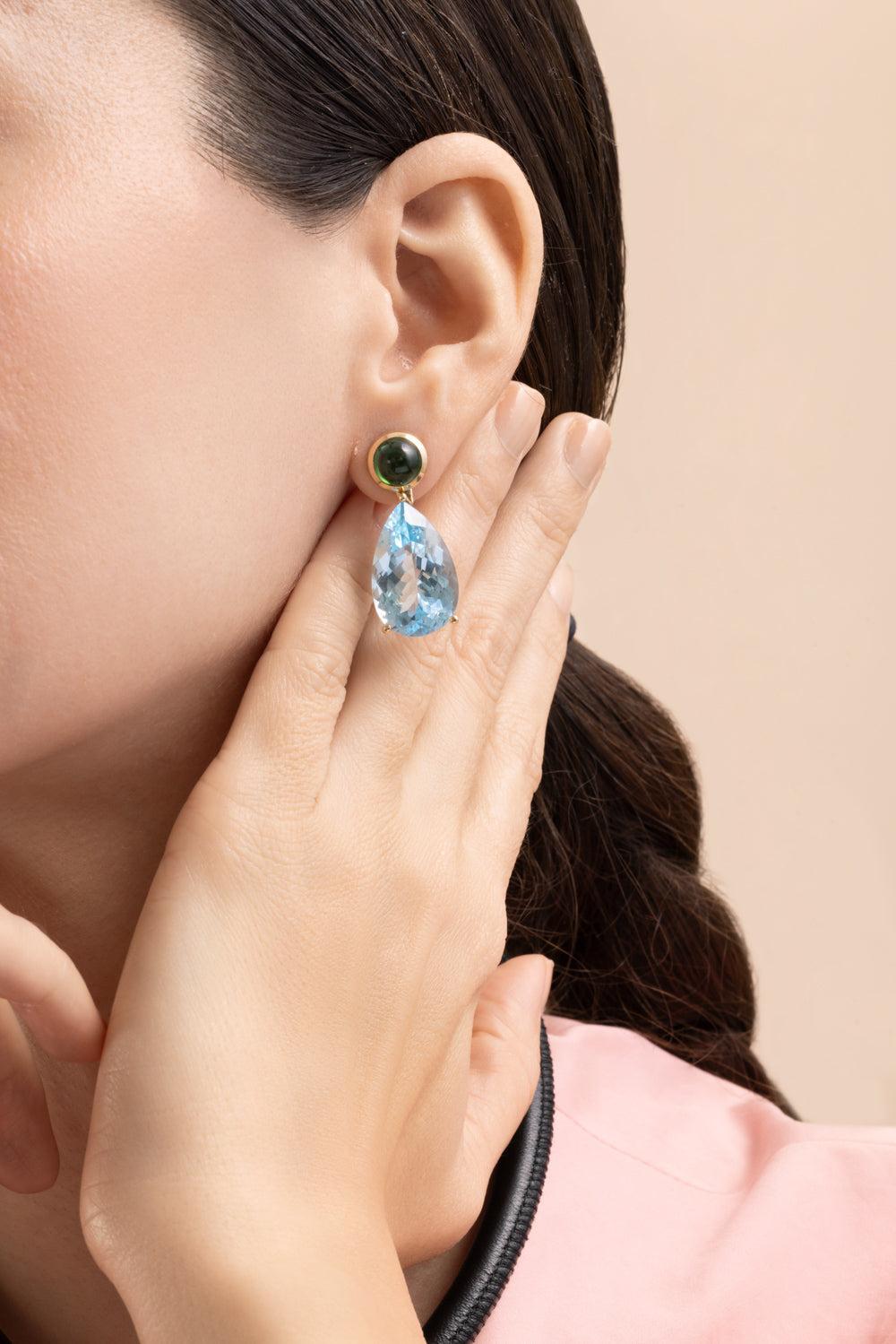 Tourmaline Topaz Drop Drop Statement Earrings-YELLOW GOLD-JEWELRYFINE JEWELEARRING-MASON & BOOKS