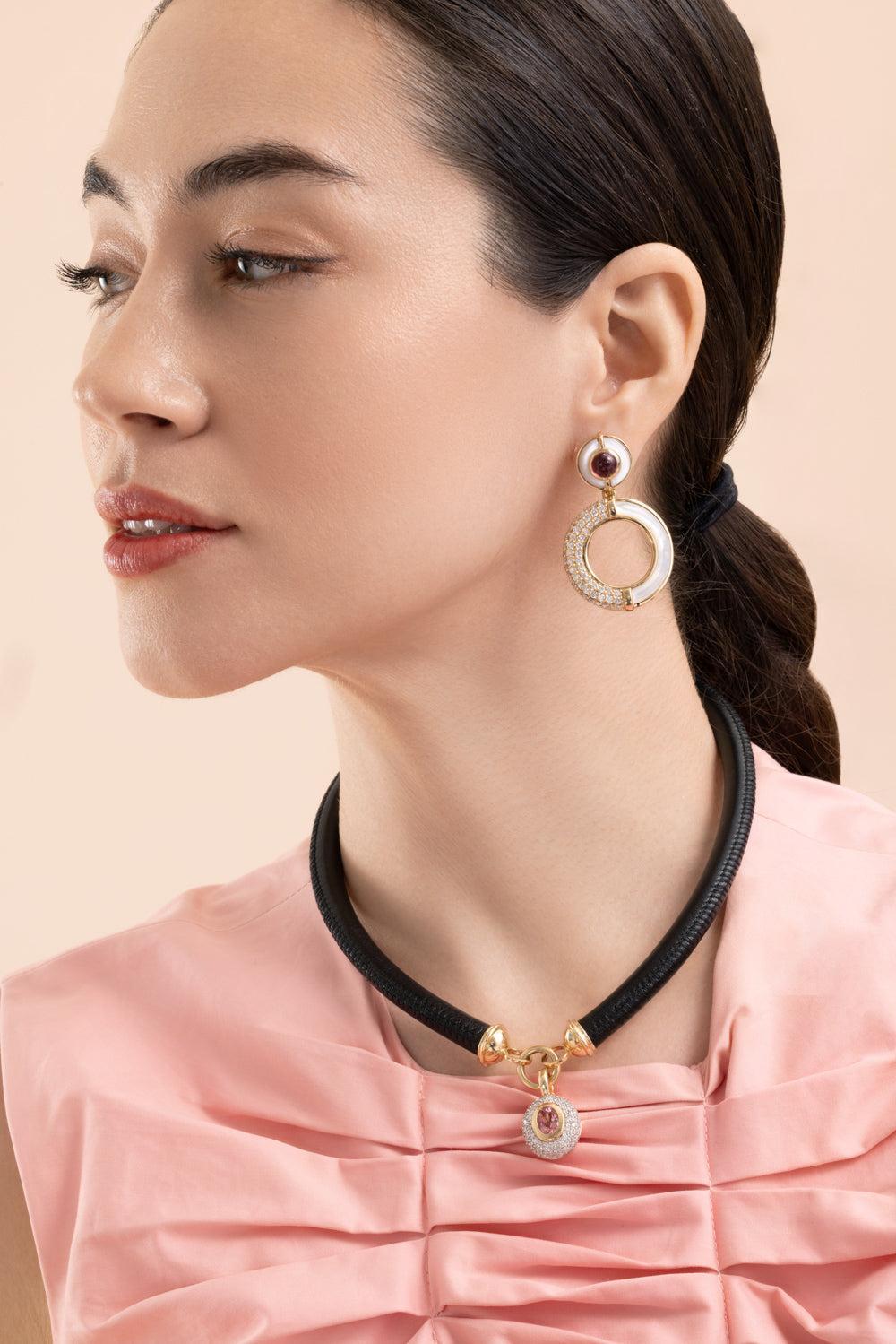 Tourmaline Pearl Sugar And Spice Statement Earrings-YELLOW GOLD-JEWELRYFINE JEWELEARRING-MASON & BOOKS