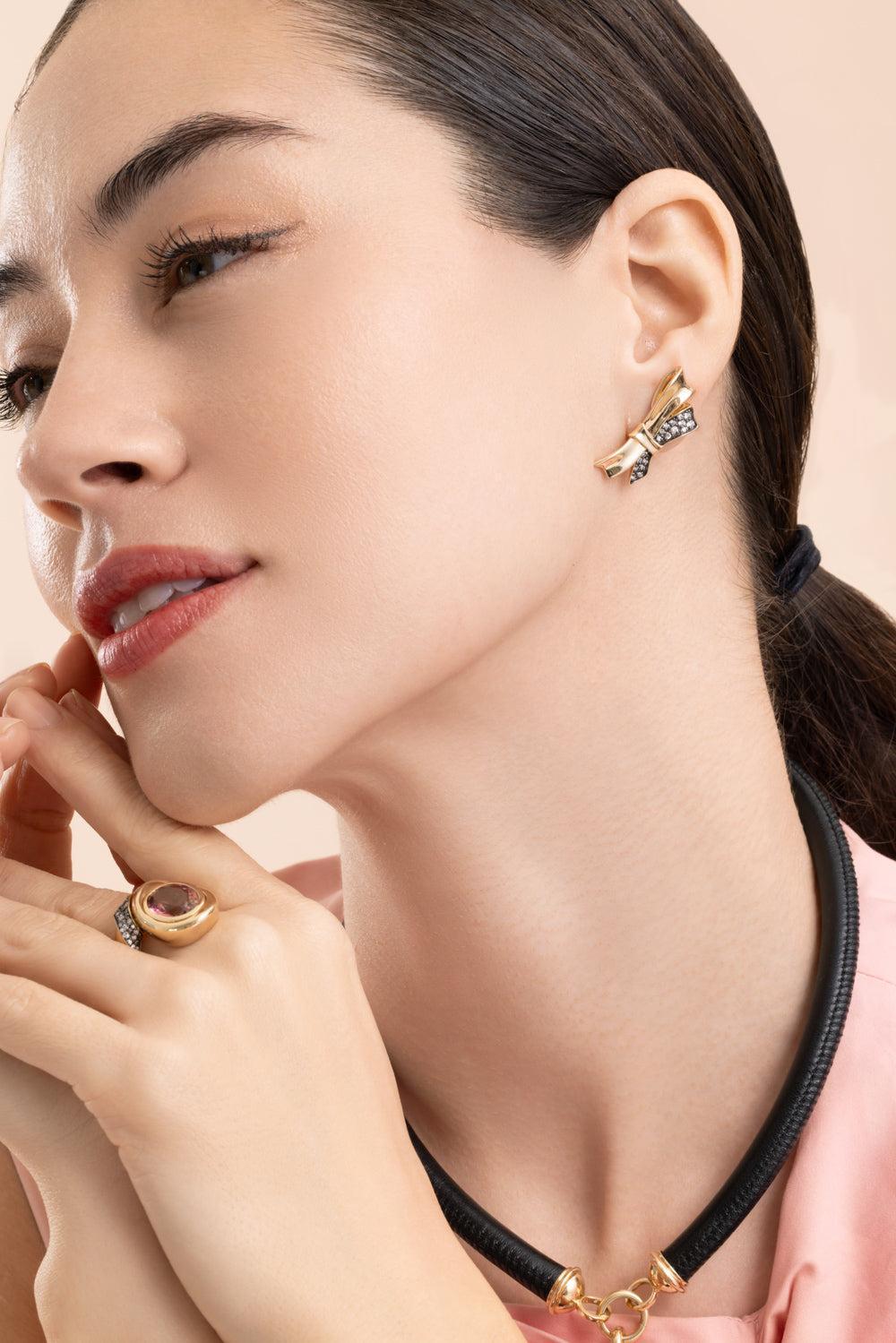 Chiffon Bow Stud Earrings-YELLOW GOLD-JEWELRYFINE JEWELEARRING-MASON & BOOKS