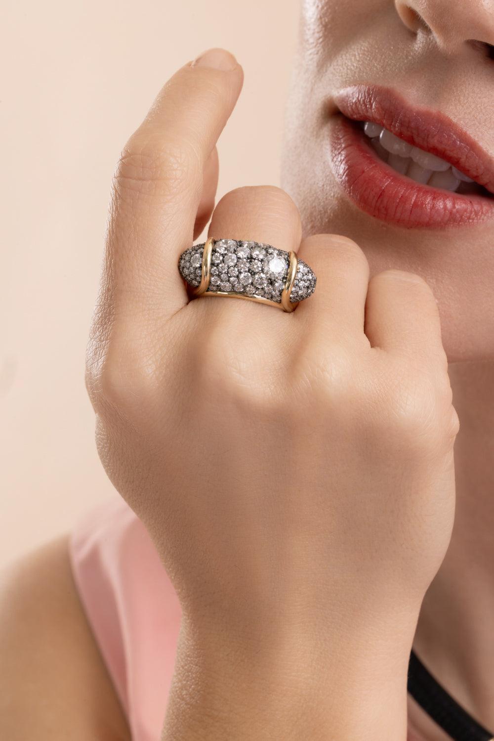 Black Diamond Large Vice Ring-YELLOW GOLD-7-JEWELRYFINE JEWELRING-MASON & BOOKS