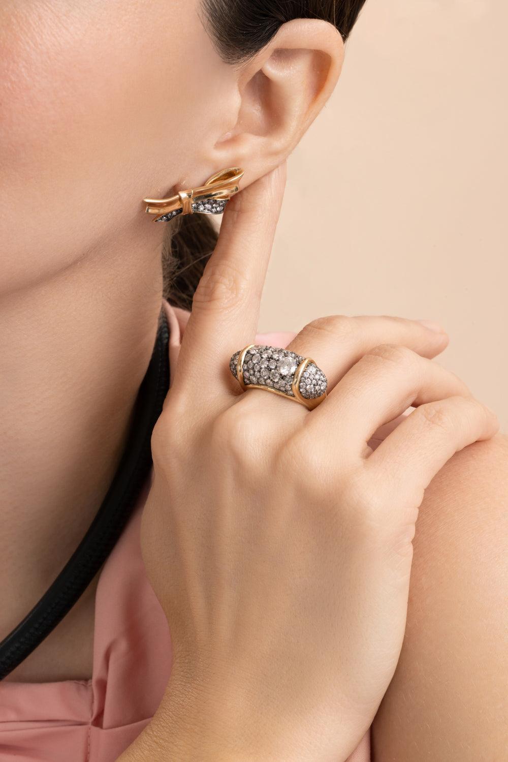 Black Diamond Large Vice Ring-YELLOW GOLD-7-JEWELRYFINE JEWELRING-MASON & BOOKS