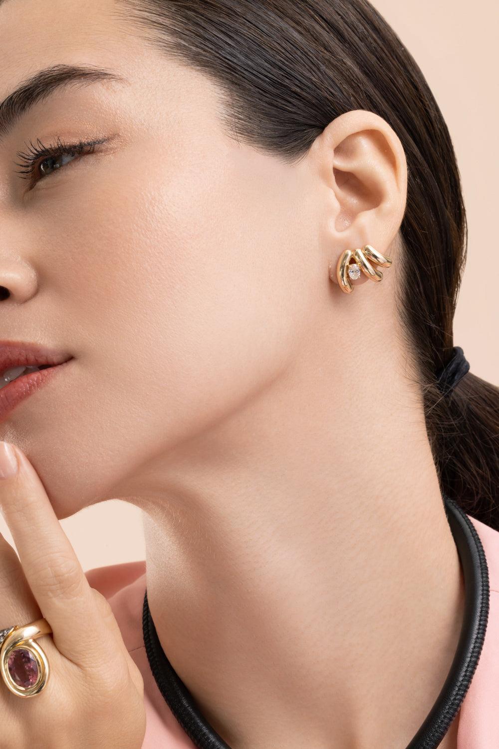 Diamond Siren Cove Climber Earrings-YELLOW GOLD-JEWELRYFINE JEWELEARRING-MASON & BOOKS
