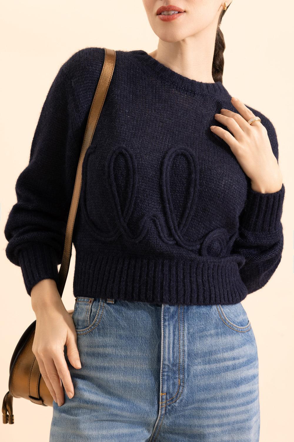 Hairy Wool Knit Sweater-BLUE-XS-CLOTHINGTOPKNITS-CHLOÉ