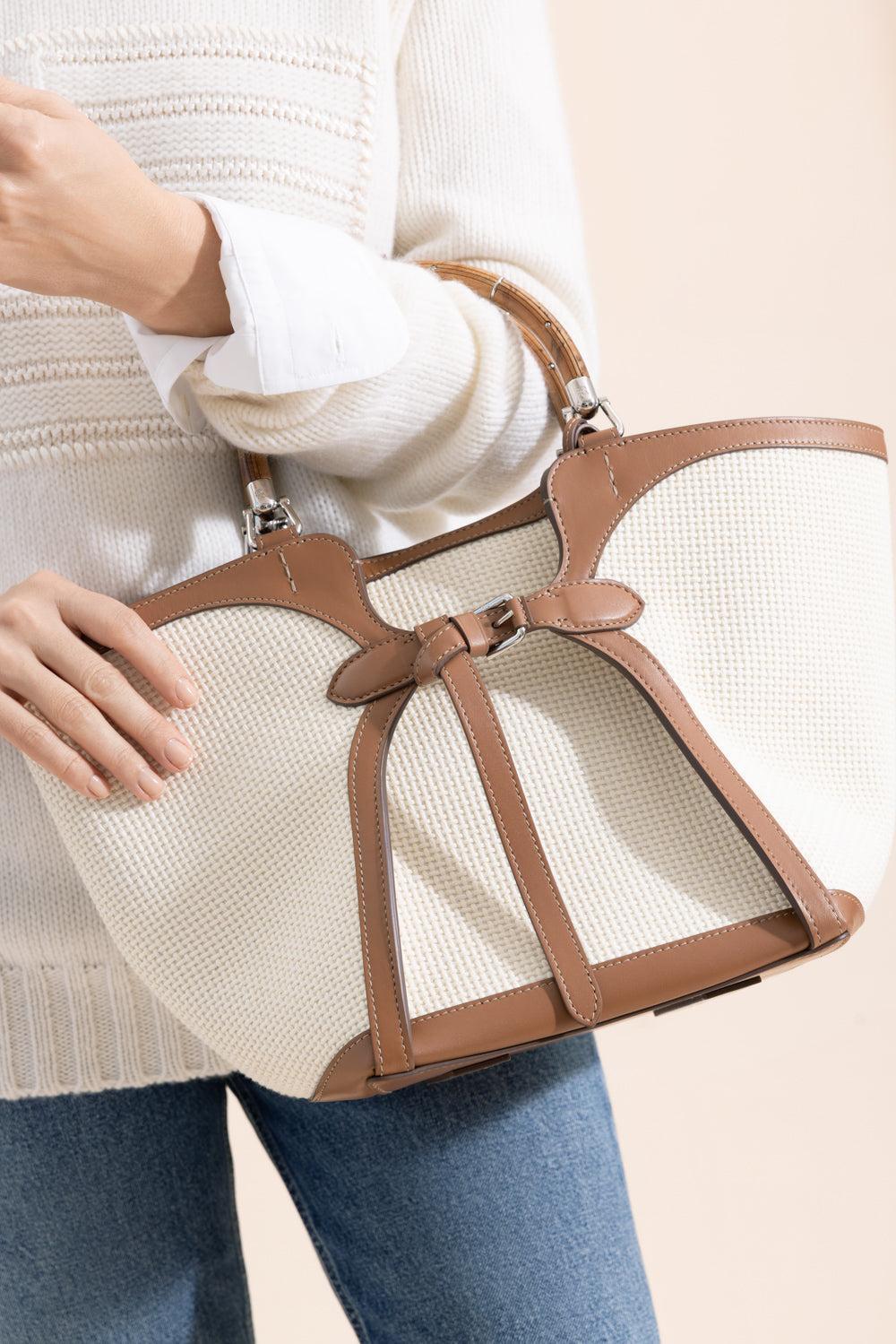 The Ralph Woven Tote - Cream RL Gold-CREAM-HANDBAGTOTES-RALPH LAUREN