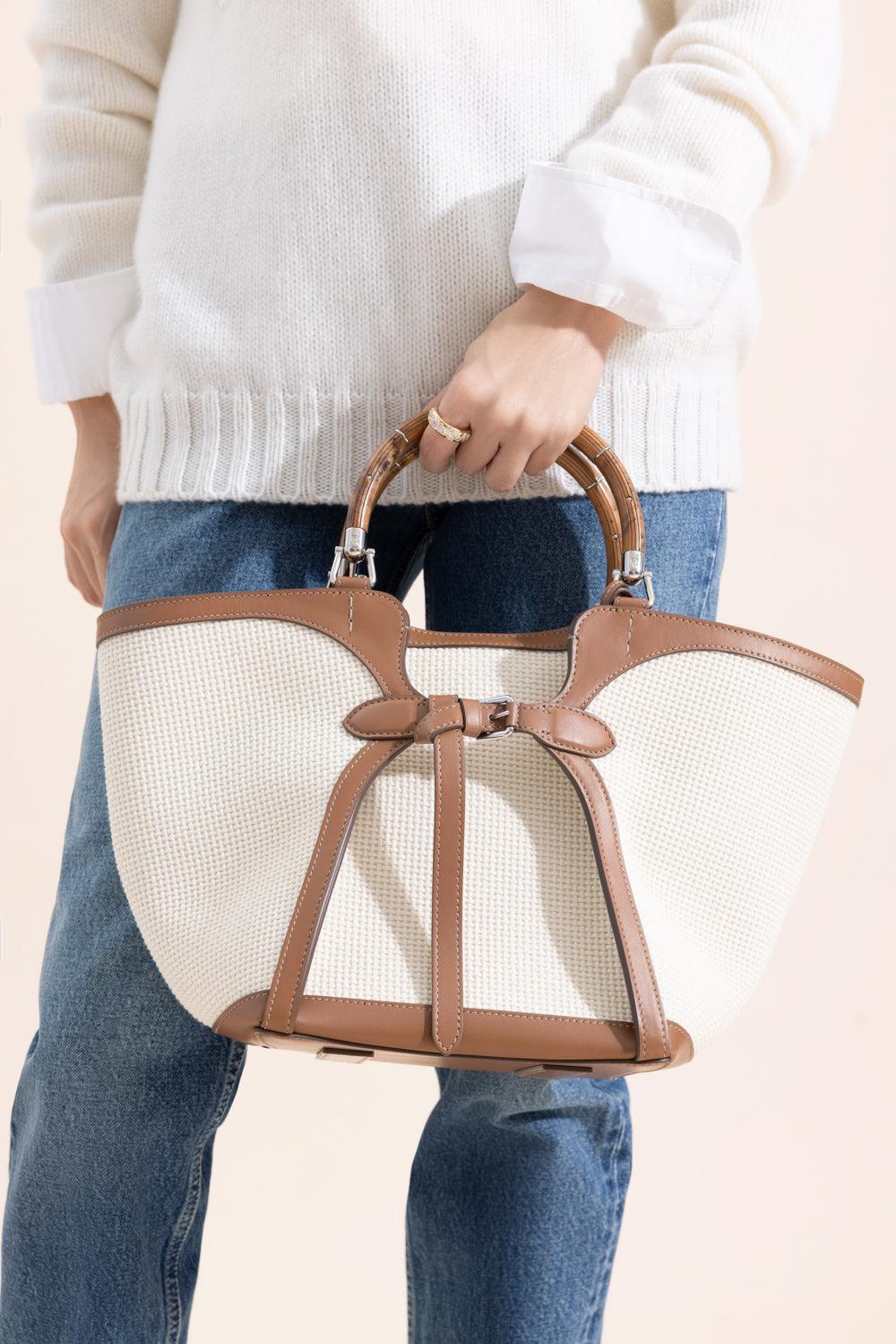 The Ralph Woven Tote - Cream RL Gold-CREAM-HANDBAGTOTES-RALPH LAUREN