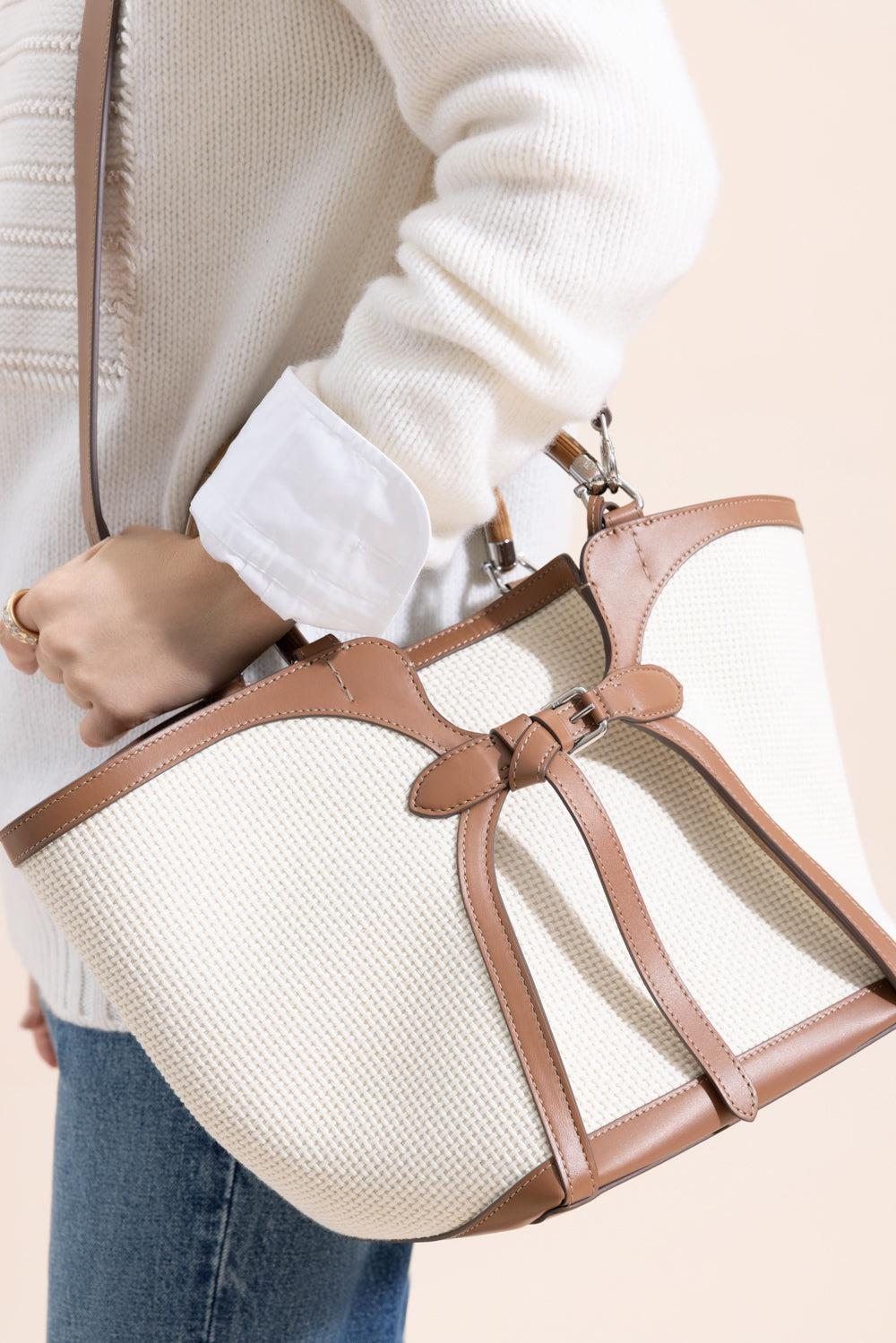 The Ralph Woven Tote - Cream RL Gold-CREAM-HANDBAGTOTES-RALPH LAUREN