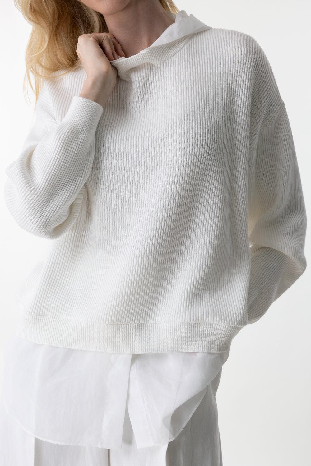 Rib Knit Sweatshirt-WHITE-XS-CLOTHINGTOPTANK-BRUNELLO CUCINELLI