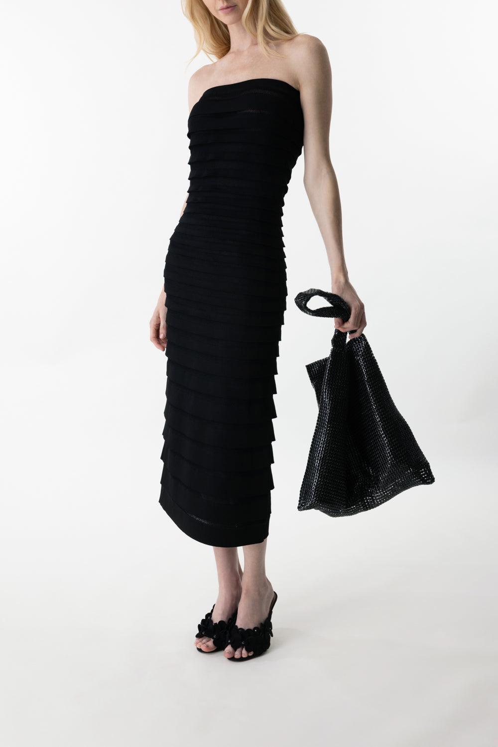 3D Stripe Dress-NOIRALAI-36-CLOTHINGDRESSCOCKTAIL-ALAÏA
