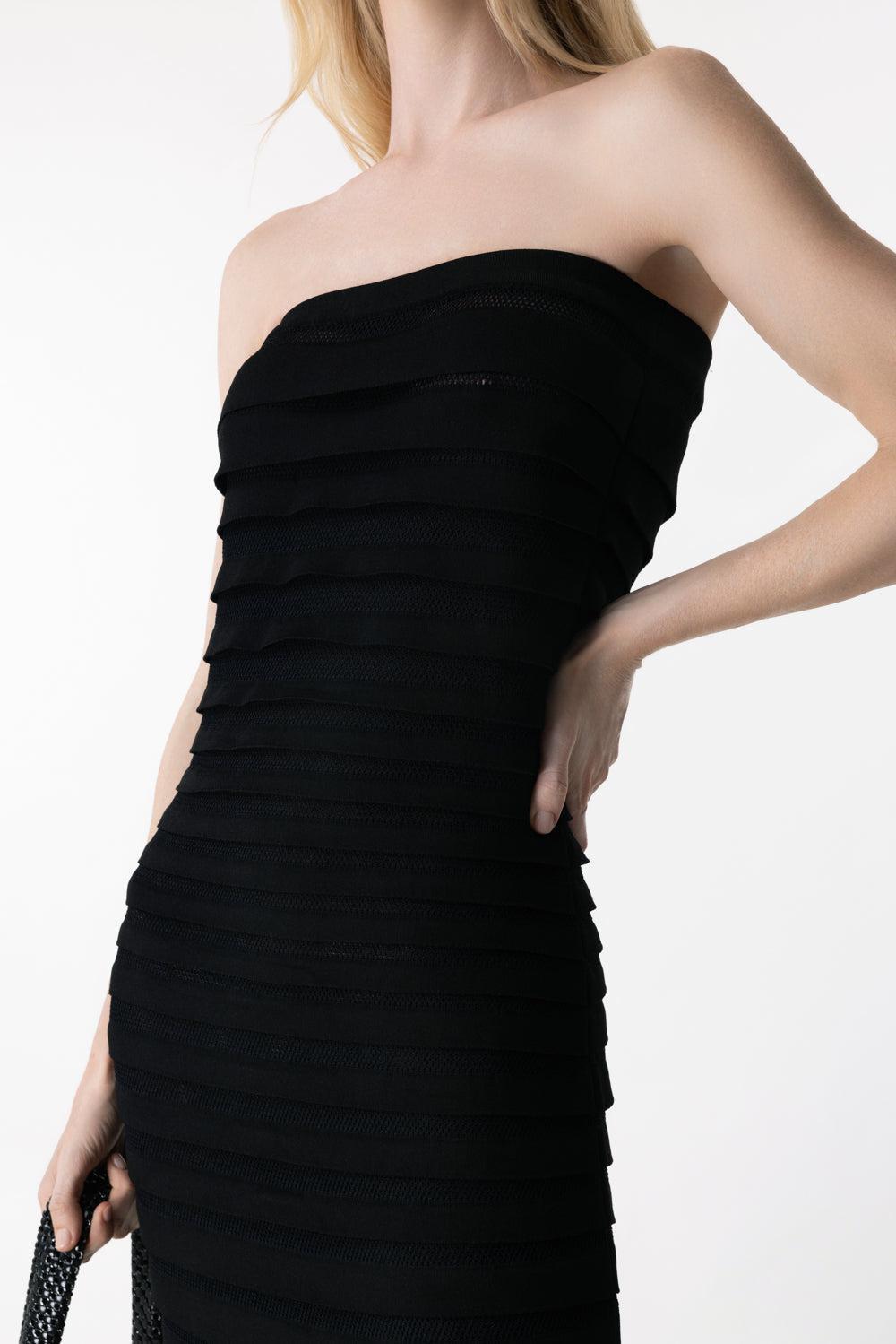 3D Stripe Dress-NOIRALAI-36-CLOTHINGDRESSCOCKTAIL-ALAÏA