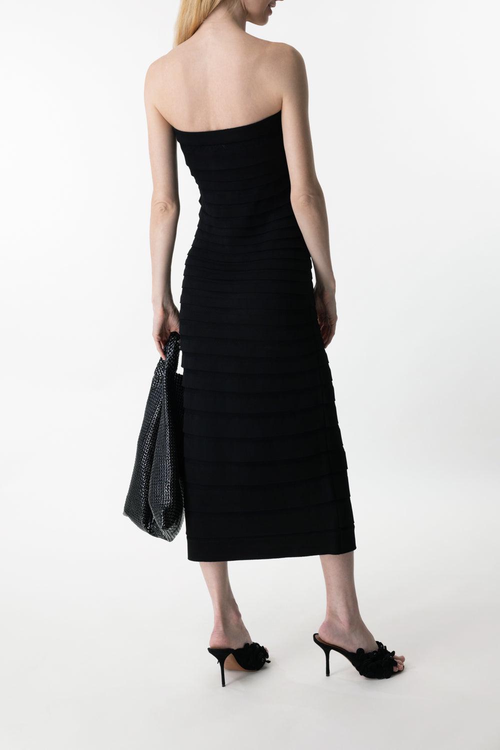 3D Stripe Dress-NOIRALAI-36-CLOTHINGDRESSCOCKTAIL-ALAÏA