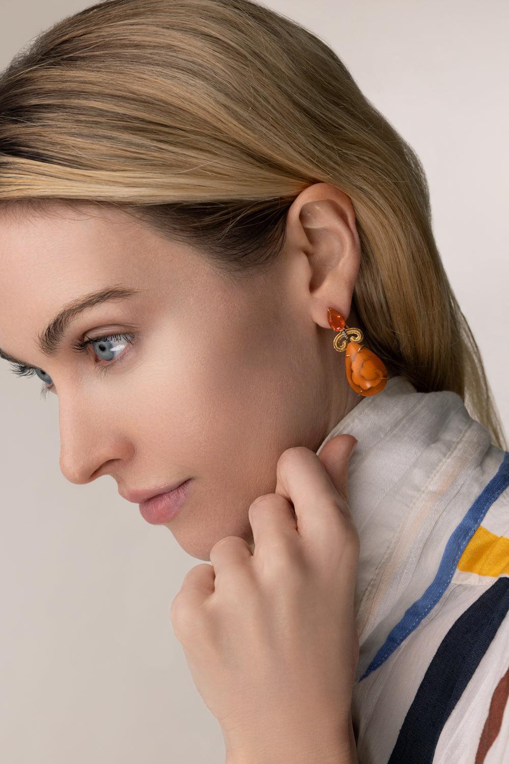 Cloud Marquetry Earrings-YELLOW GOLD-JEWELRYFINE JEWELEARRING-SILVIA FURMANOVICH