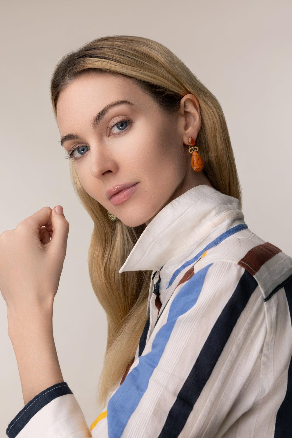 Cloud Marquetry Earrings-YELLOW GOLD-JEWELRYFINE JEWELEARRING-SILVIA FURMANOVICH