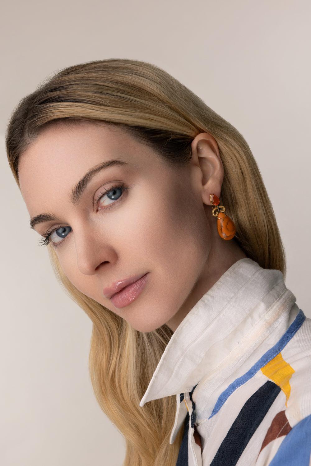 Cloud Marquetry Earrings-YELLOW GOLD-JEWELRYFINE JEWELEARRING-SILVIA FURMANOVICH