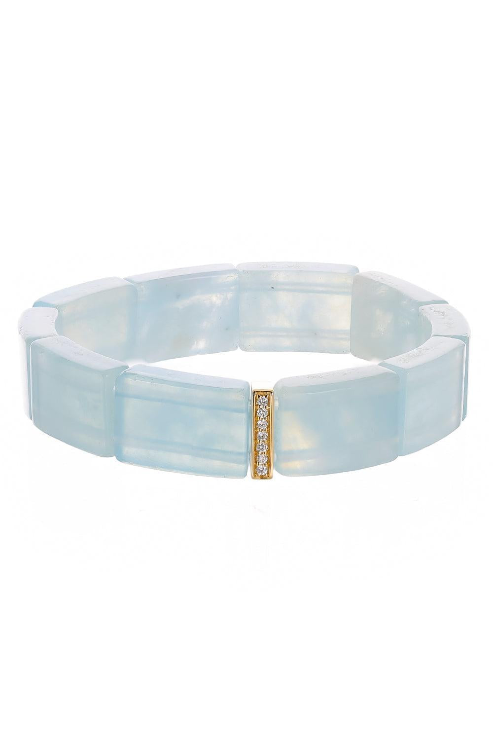 Diamond Aquamarine Single Row Bracelet-YELLOW GOLD-JEWELRYFINE JEWELBRACELET O-SYDNEY EVAN