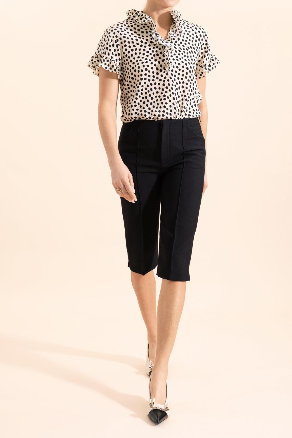 Short Sleeve Ruffle Blouse-ANIMAL-34-CLOTHINGTOPBLOUSE-CHLOÉ