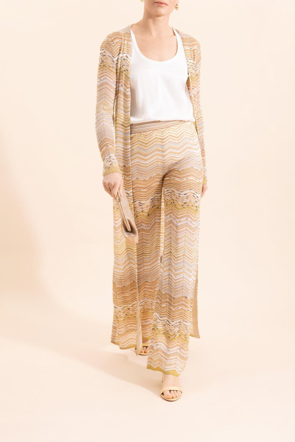 Wide Leg Knit Trousers - Gold-LTGLDMLT-38-CLOTHINGPANTWIDE LEG-MISSONI