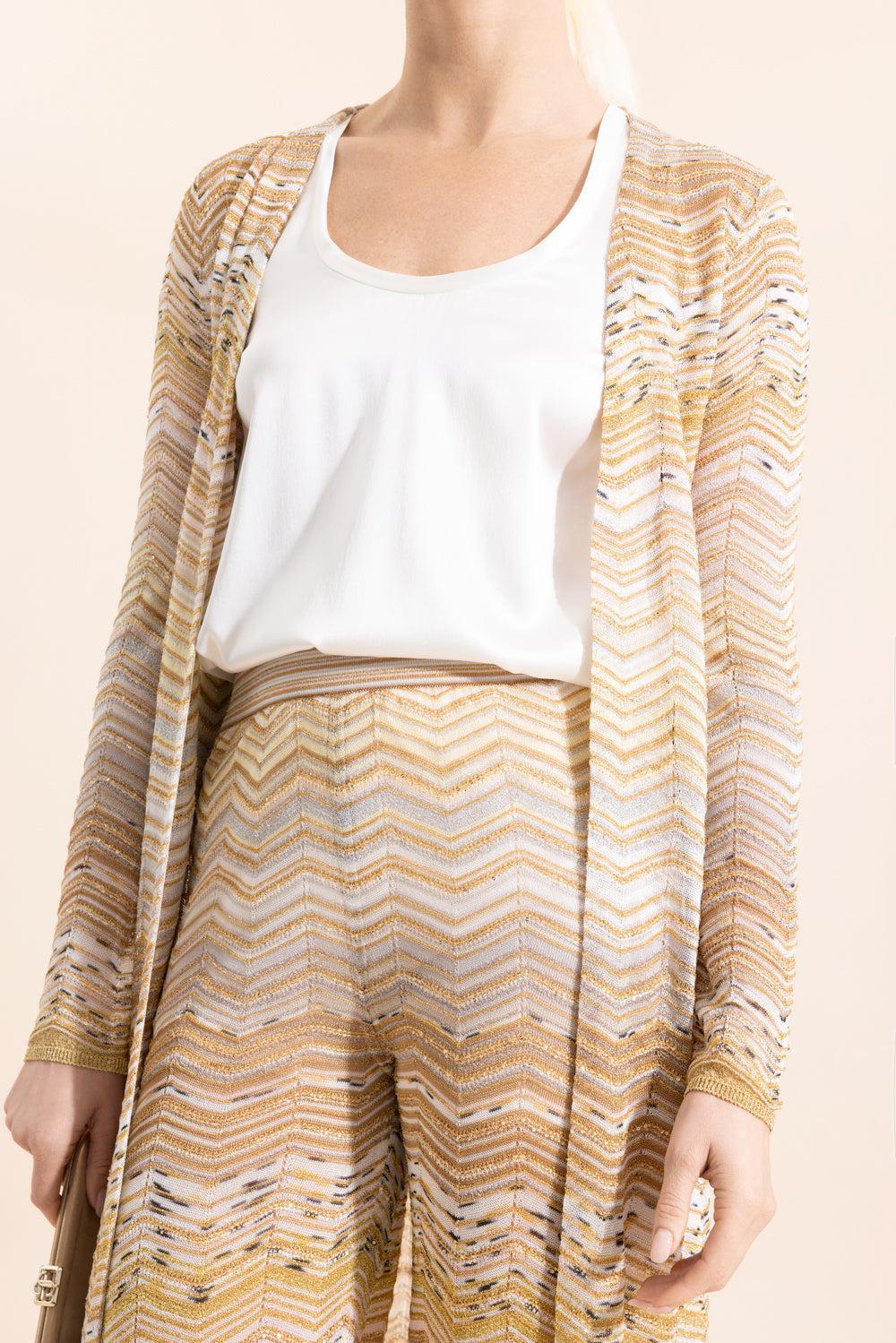 Long Knit Cardigan - Gold-LTGLDMLT-40-CLOTHINGTOPCARDIGAN-MISSONI