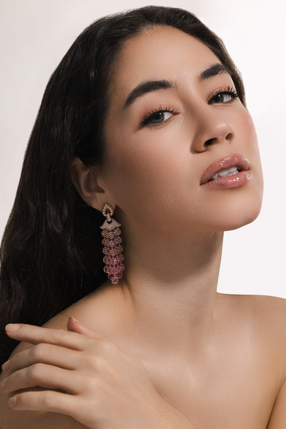 Pink Sapphire Pampilles Earrings-ROSE GOLD-JEWELRYFINE JEWELEARRING-MARINA B