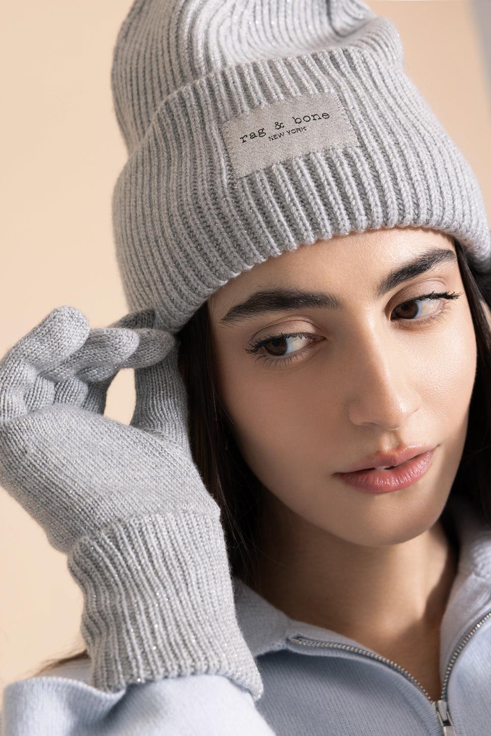 Blake Metallic Beanie - Silver-SILVER-O/S-ACCESSORIEHEADWEAR-RAG & BONE