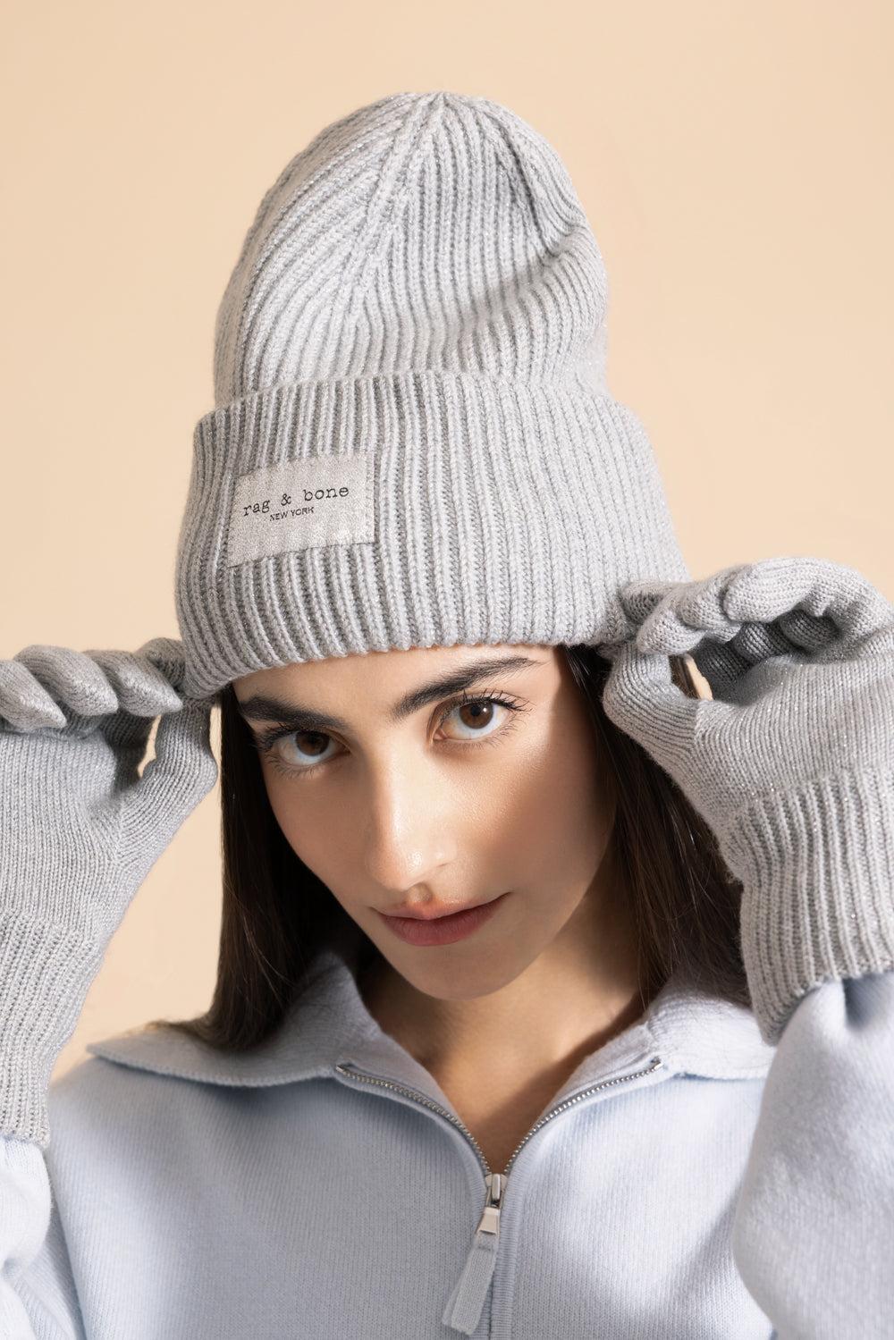 Blake Metallic Beanie - Silver-SILVER-O/S-ACCESSORIEHEADWEAR-RAG & BONE