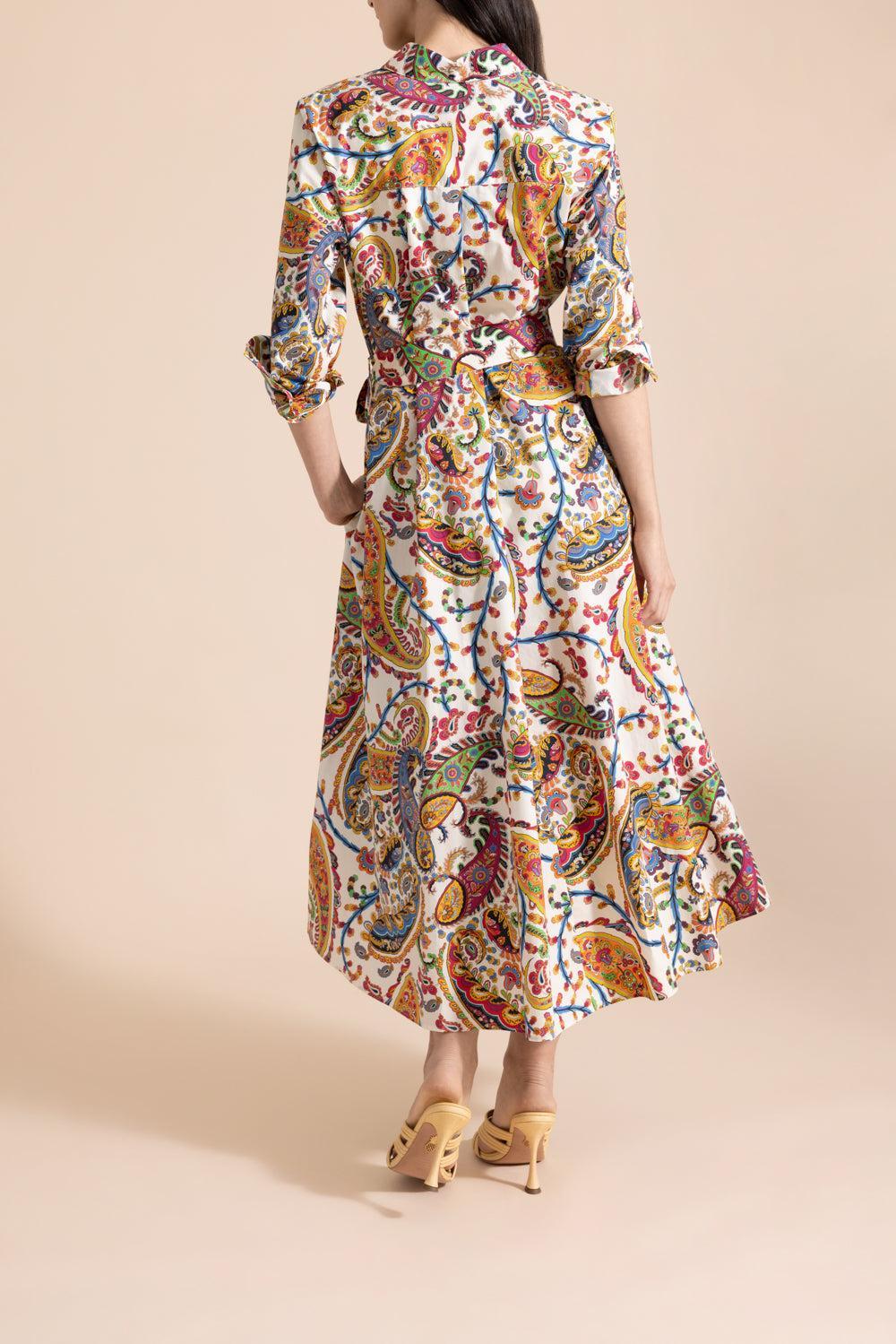 Long Sleeve Midi Shirt Dress-MULTI-40-CLOTHINGDRESSCASUAL-ETRO
