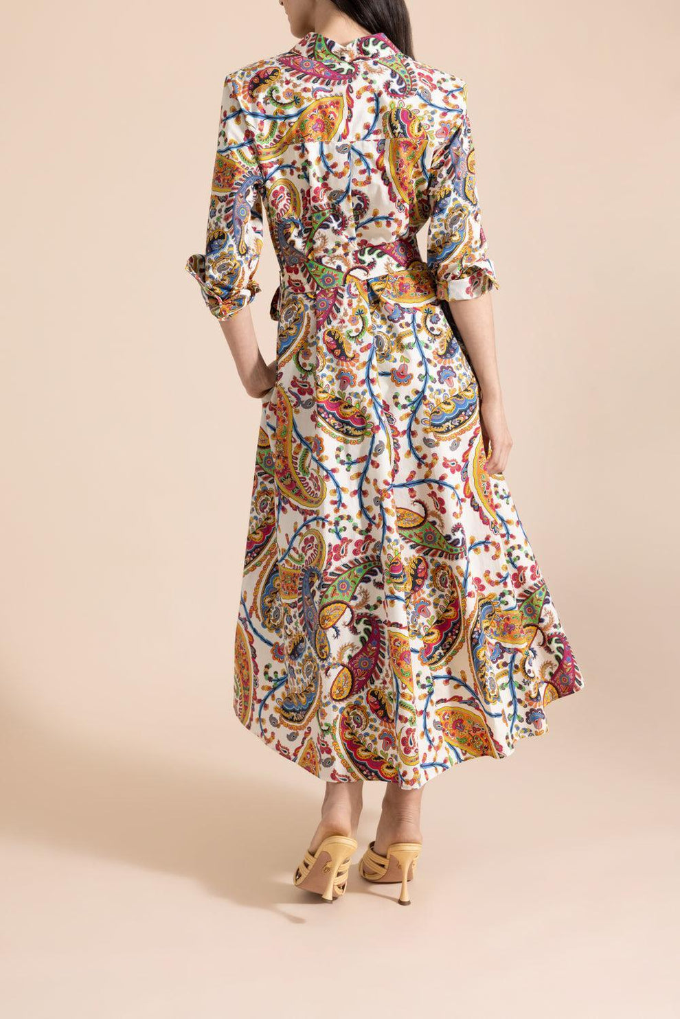 etro long sleeve dress Etro Lotus Paisley-Print Long-Sleeve A-Line Gown