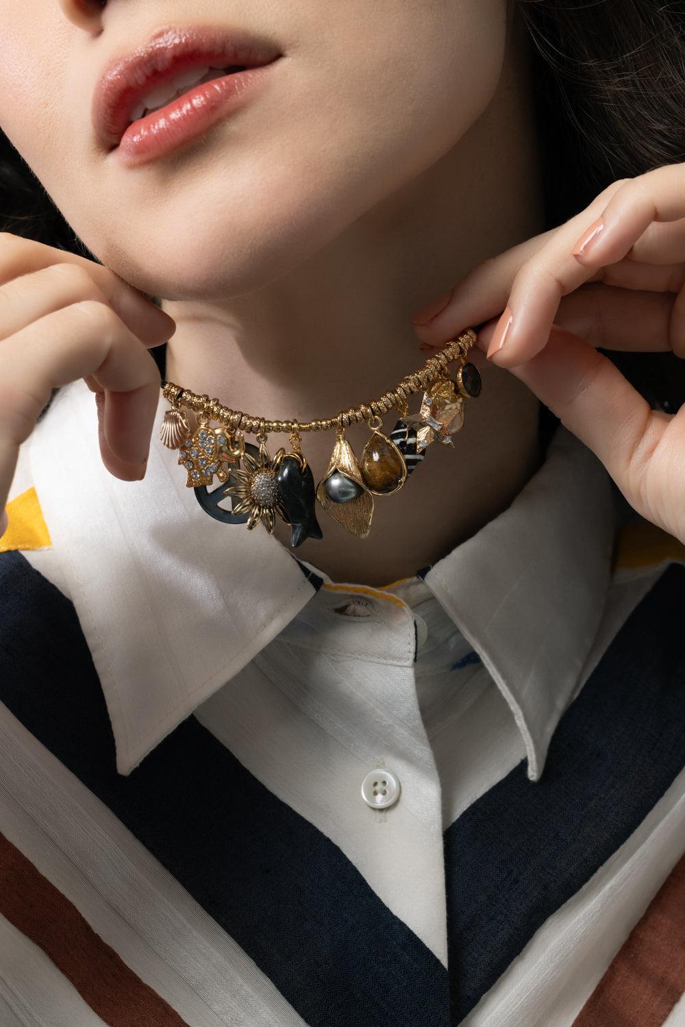 Bellagio Bis Necklace-BROWN-JEWELRYBOUTIQUENECKLACE O-GAS BIJOUX