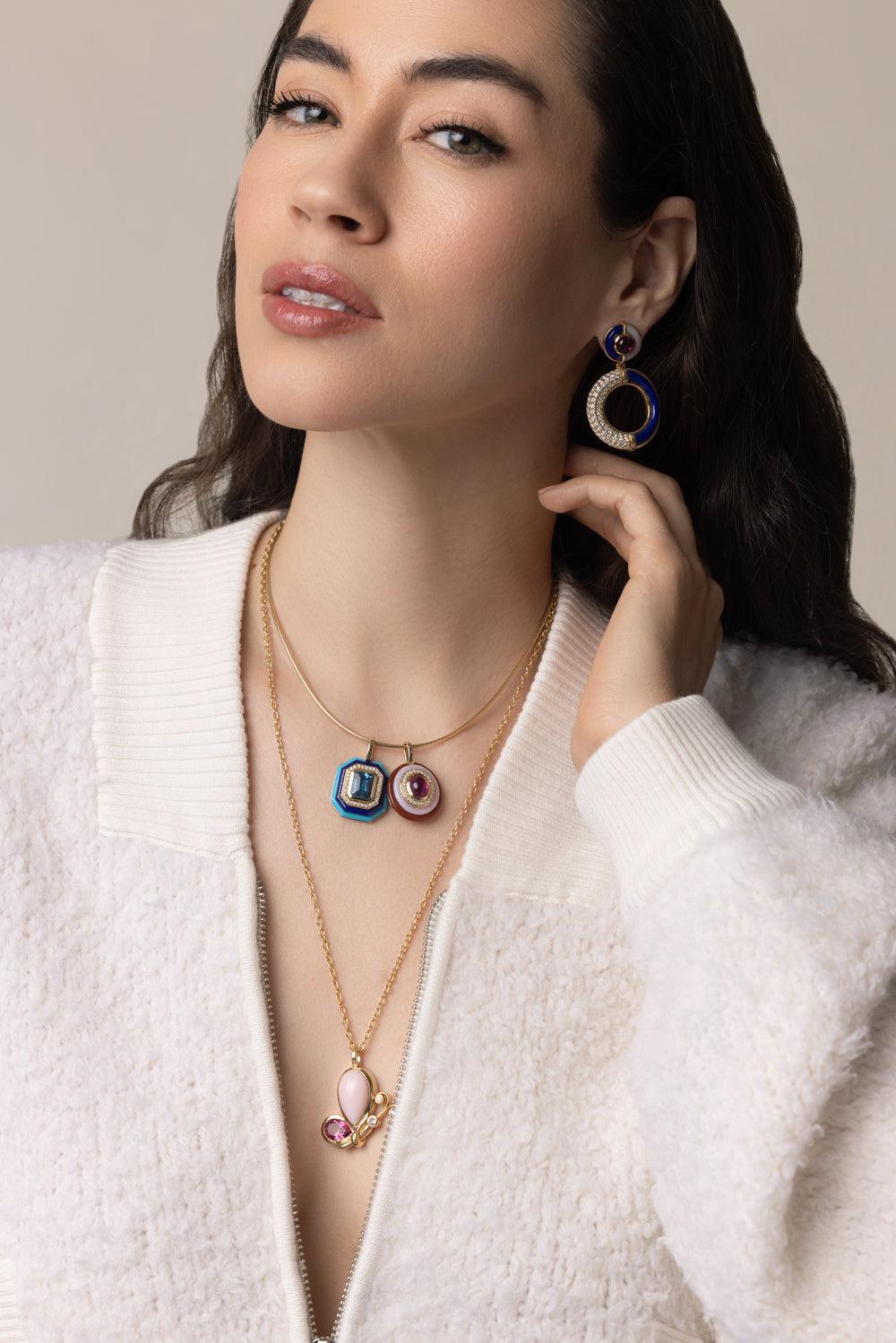 Rubellite Layer Cake Pendant-YELLOW GOLD-JEWELRYFINE JEWELPENDANT-MASON & BOOKS