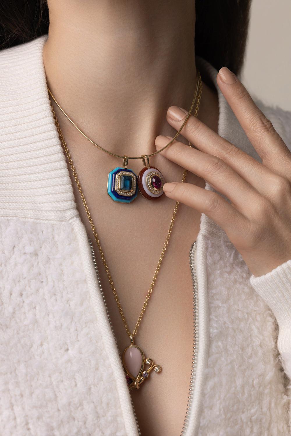 Lapis Layer Cake Pendant-YELLOW GOLD-JEWELRYFINE JEWELPENDANT-MASON & BOOKS
