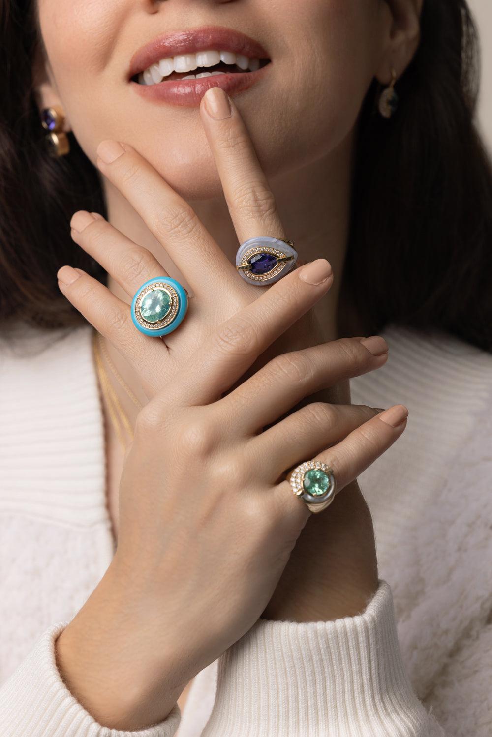 Tourmaline Cupcake Ring-YELLOW GOLD-7-JEWELRYFINE JEWELRING-MASON & BOOKS