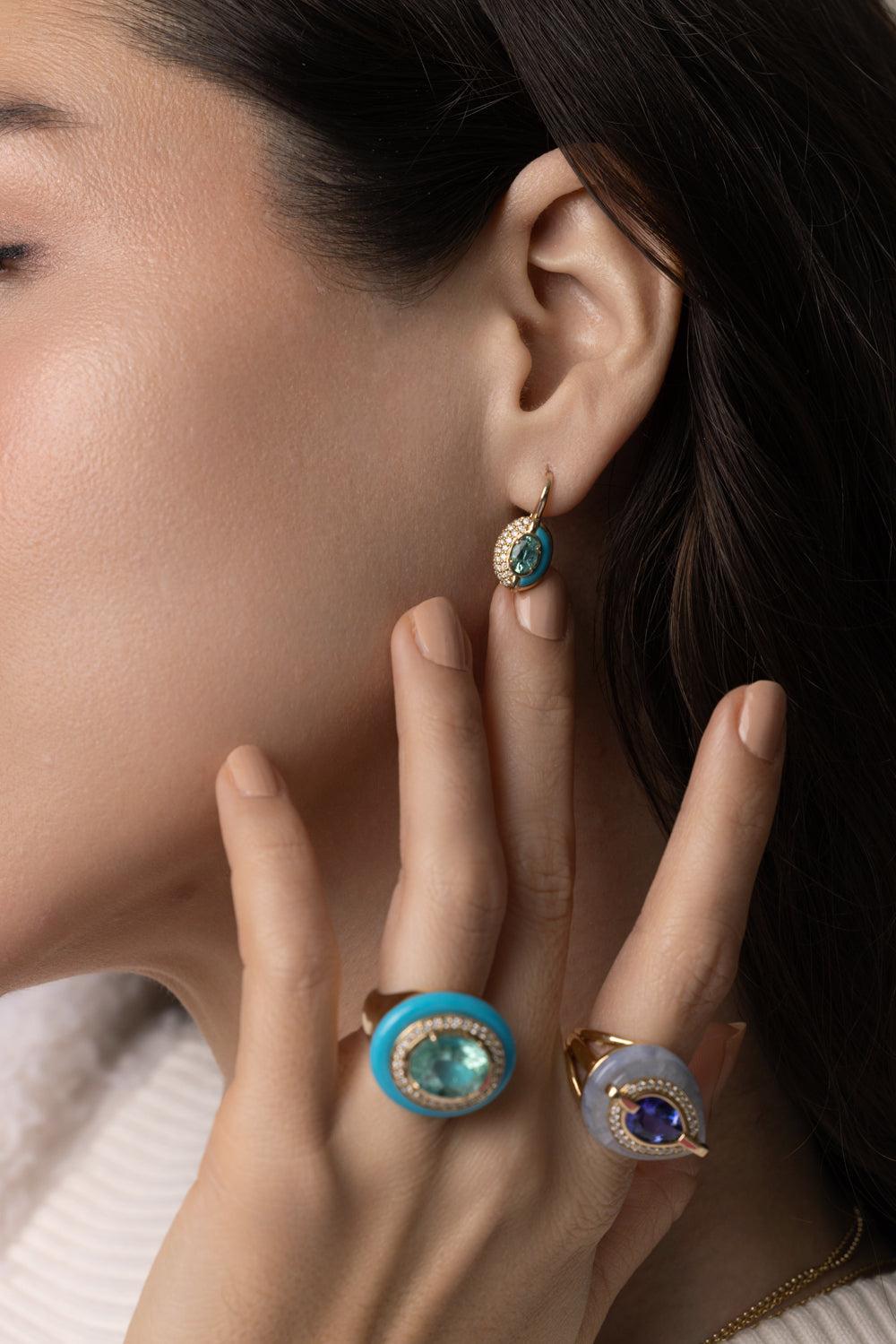 Paraiba Tourmaline Sugar And Spice Mini Drop Earrings-YELLOW GOLD-JEWELRYFINE JEWELEARRING-MASON & BOOKS