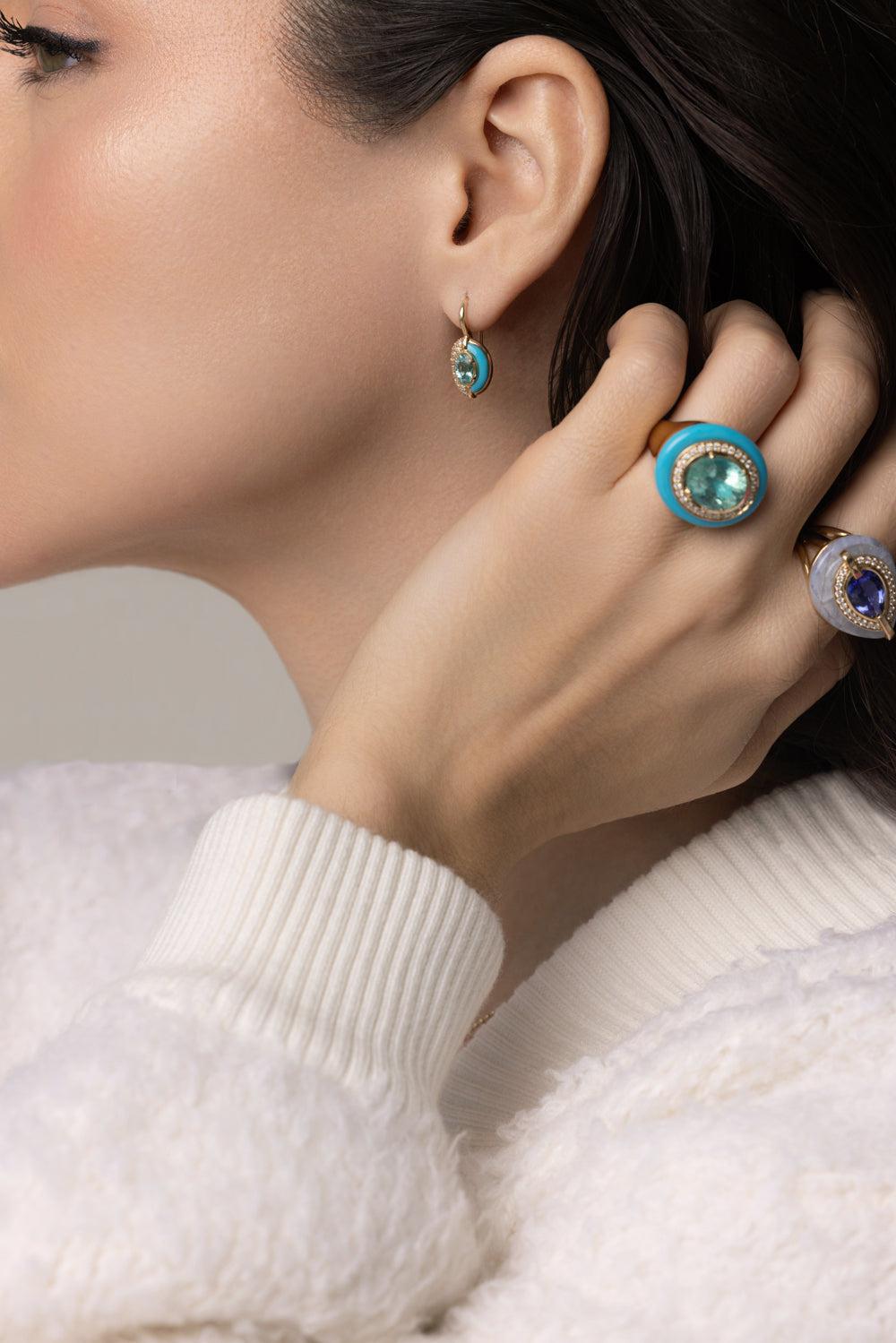 Paraiba Tourmaline Sugar And Spice Mini Drop Earrings-YELLOW GOLD-JEWELRYFINE JEWELEARRING-MASON & BOOKS