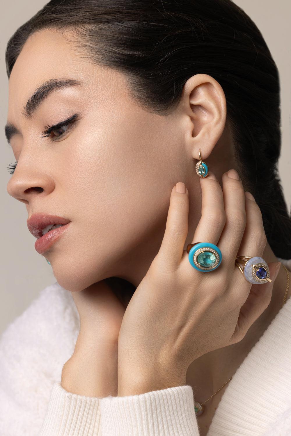 Paraiba Tourmaline Sugar And Spice Mini Drop Earrings-YELLOW GOLD-JEWELRYFINE JEWELEARRING-MASON & BOOKS