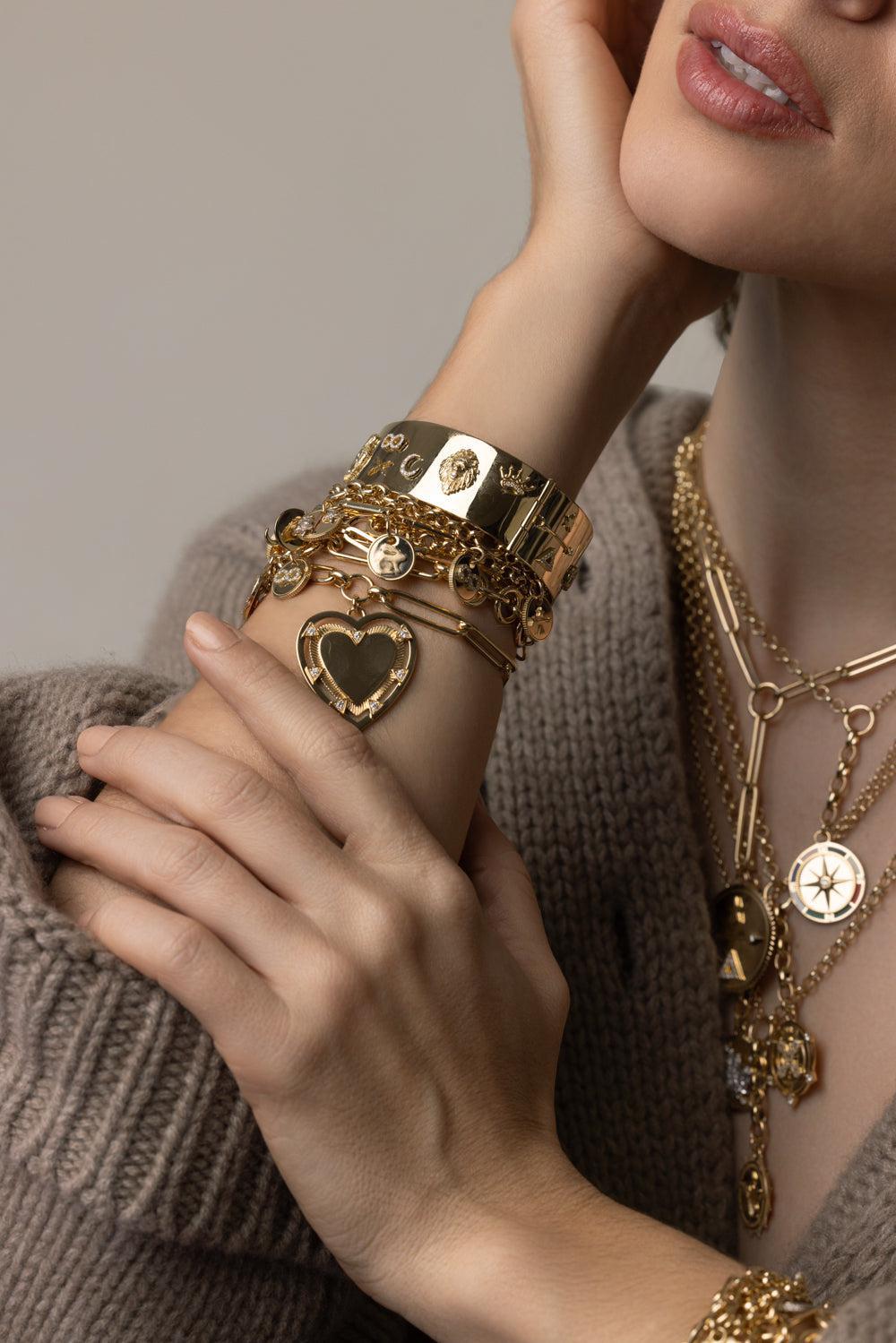 Symbols Wide Triptych Bangle Bracelet | FOUNDRAE – Marissa Collections