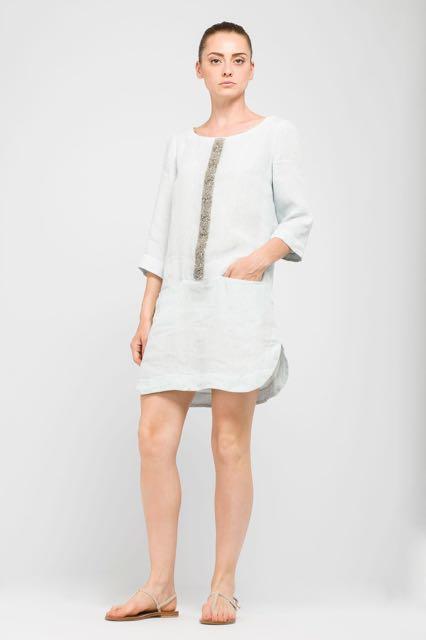 120% LINO-Embellished Neck Dress-