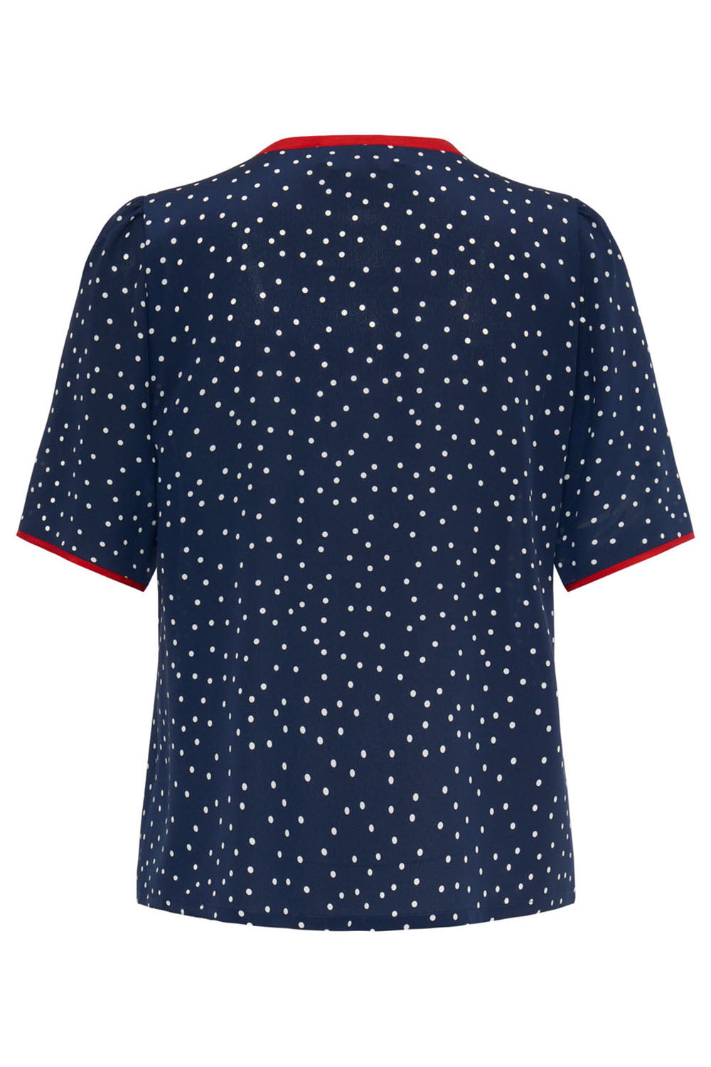 Short Sleeve Dot Print Blouse - Navy