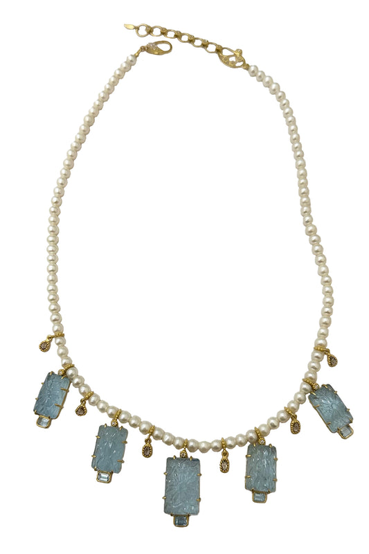 Aquamarine Pearl Necklace