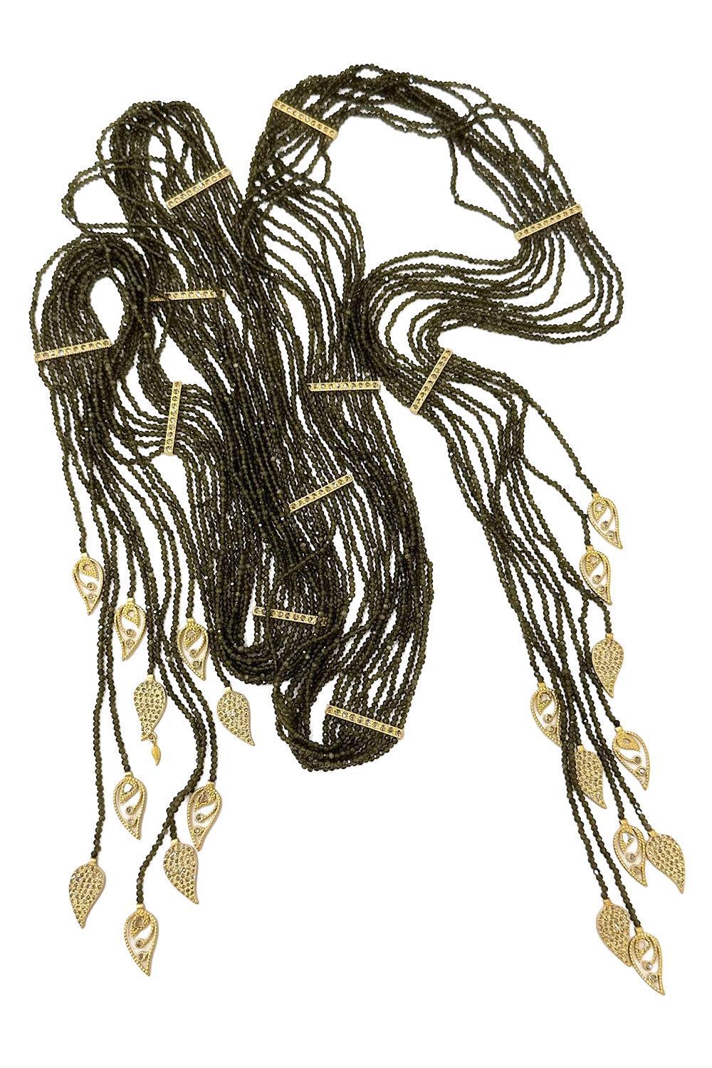 Cats Eye Beaded Paisley Lariat Necklace-YELLOW GOLD-JEWELRYFINE JEWELNECKLACE O-COOMI