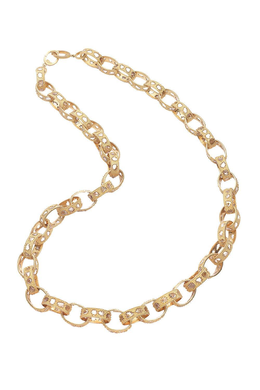 Diamond Paper Link Chain Necklace-YELLOW GOLD-22-JEWELRYFINE JEWELNECKLACE O-COOMI